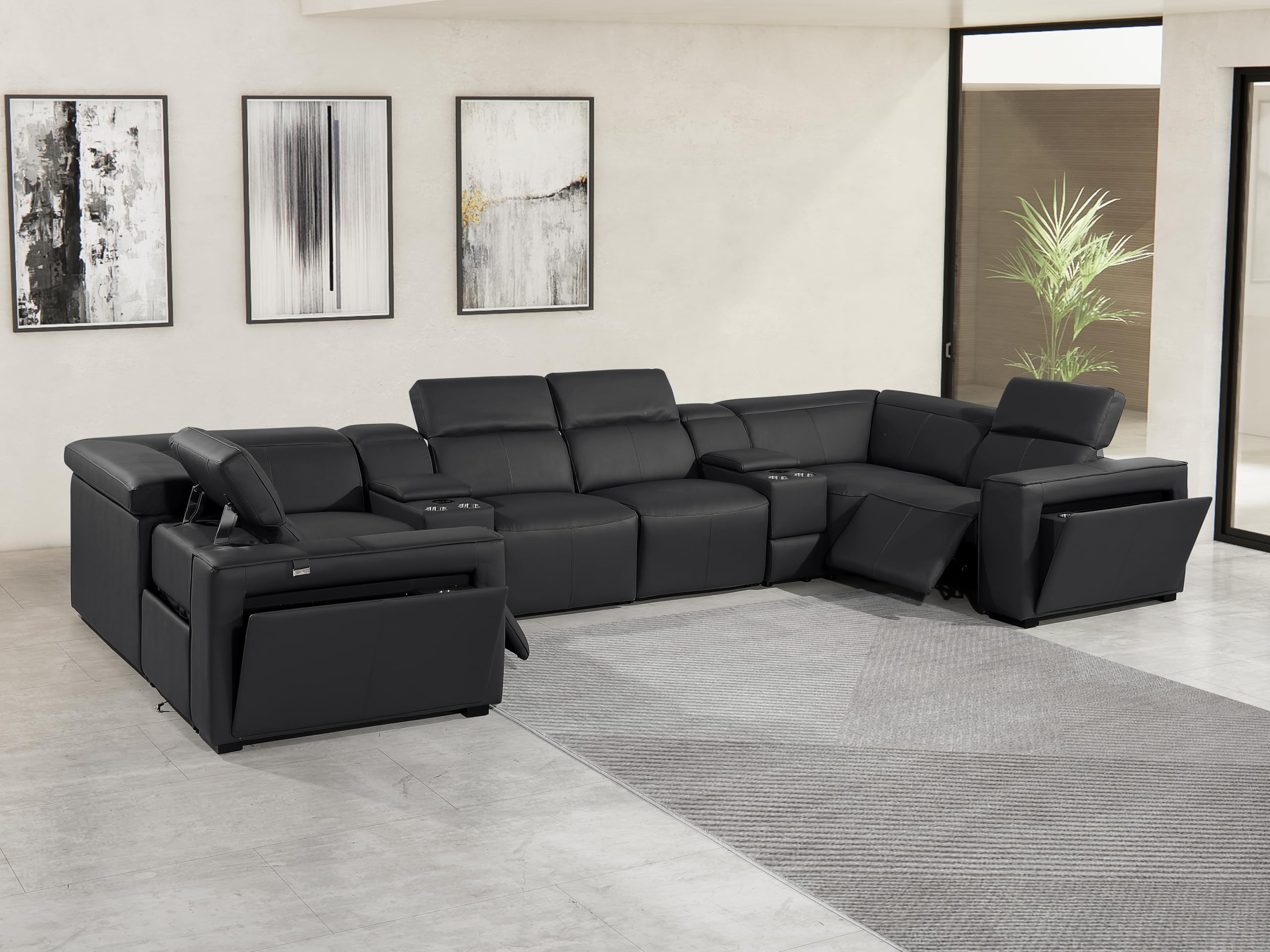 Premium Leather Modular Reclining Sectional Sofa