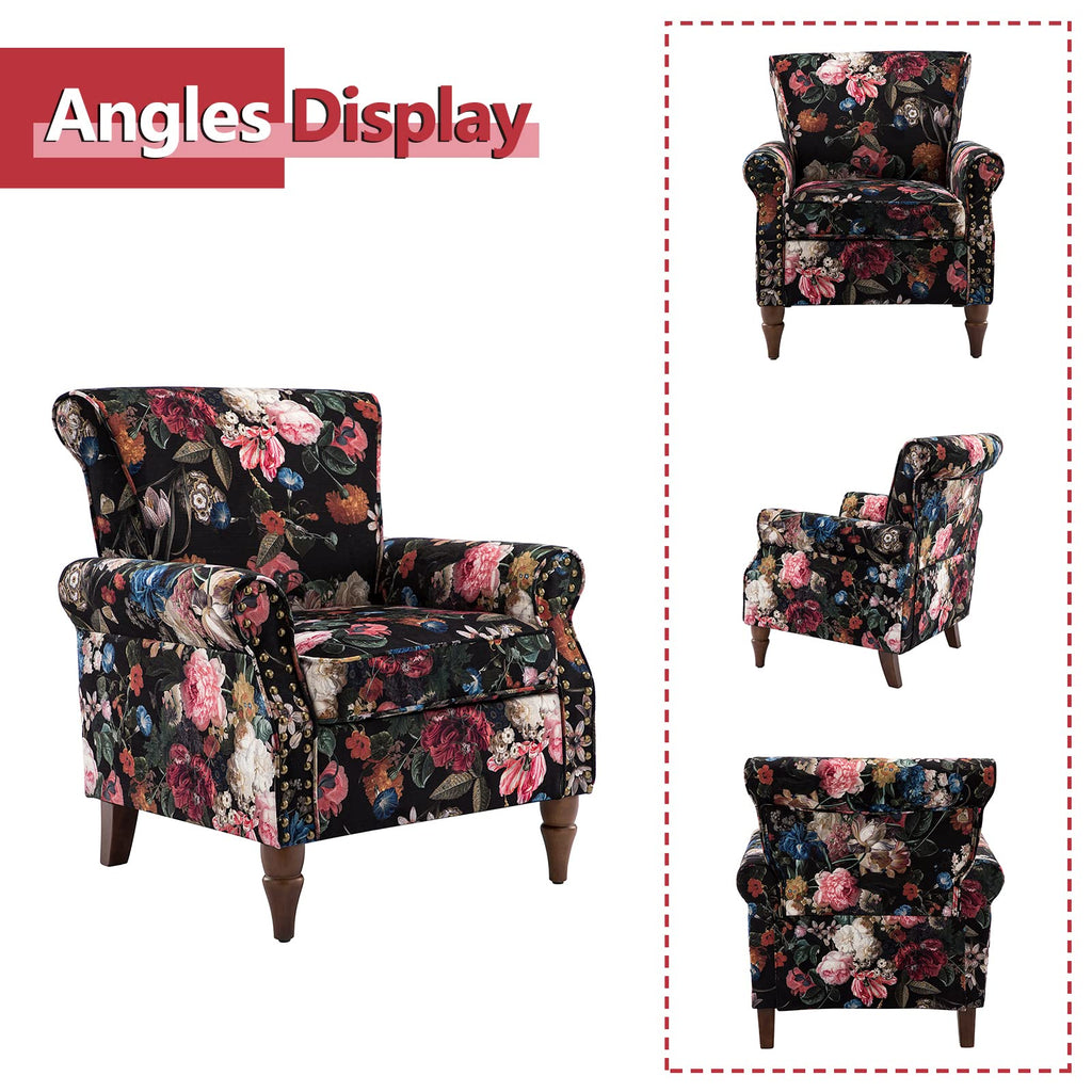 Modern Wingback Accent Chair with Wood Legs