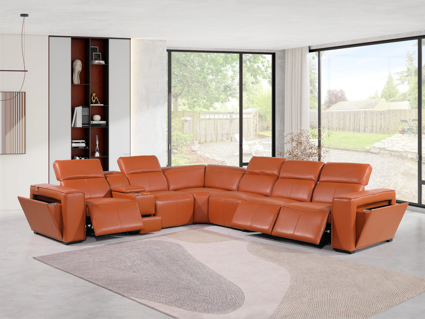 Premium Leather Modular Reclining Sectional Sofa