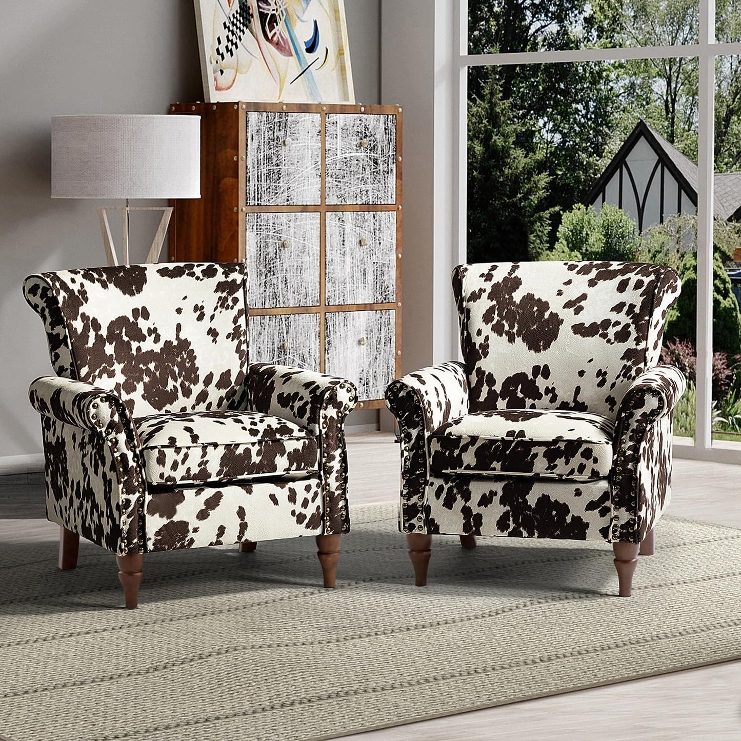 Modern Wingback Accent Chair with Wood Legs