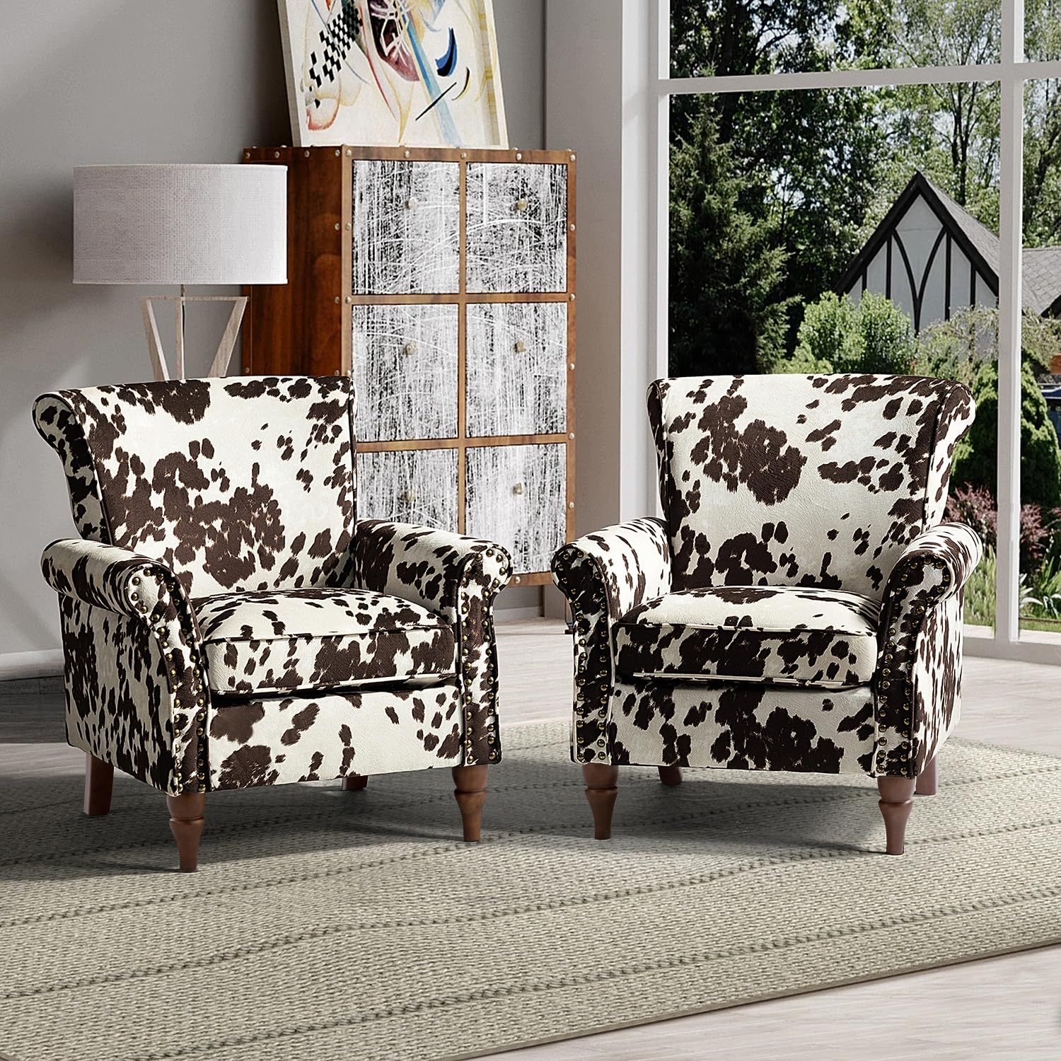 Modern Wingback Accent Chair with Wood Legs