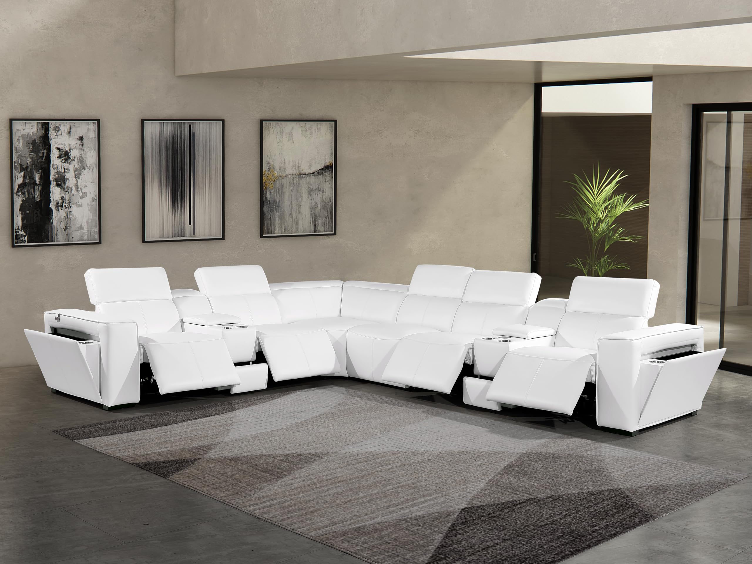 Premium Leather Modular Reclining Sectional Sofa