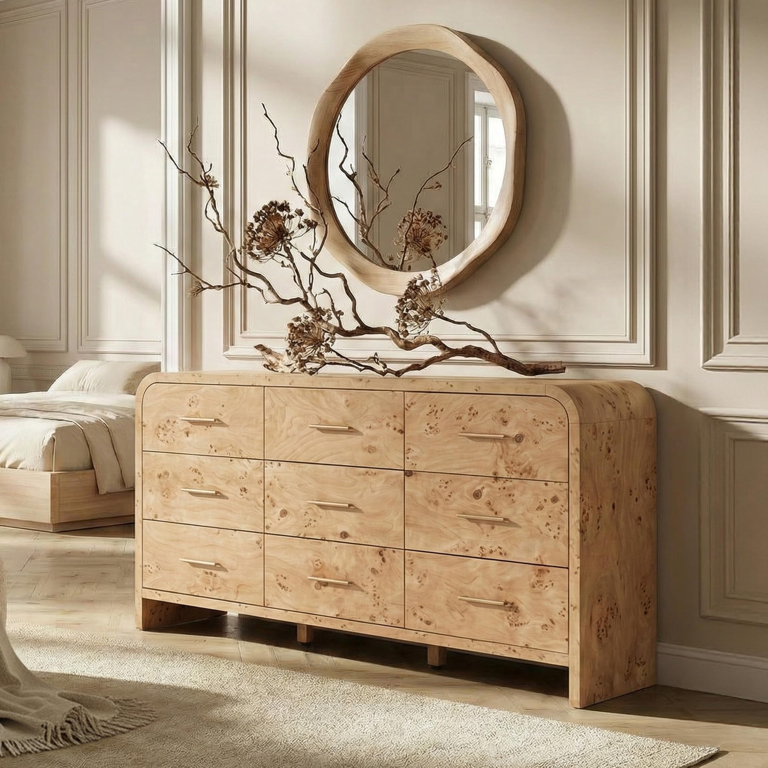 Modern Curved 6 Drawer Dresser