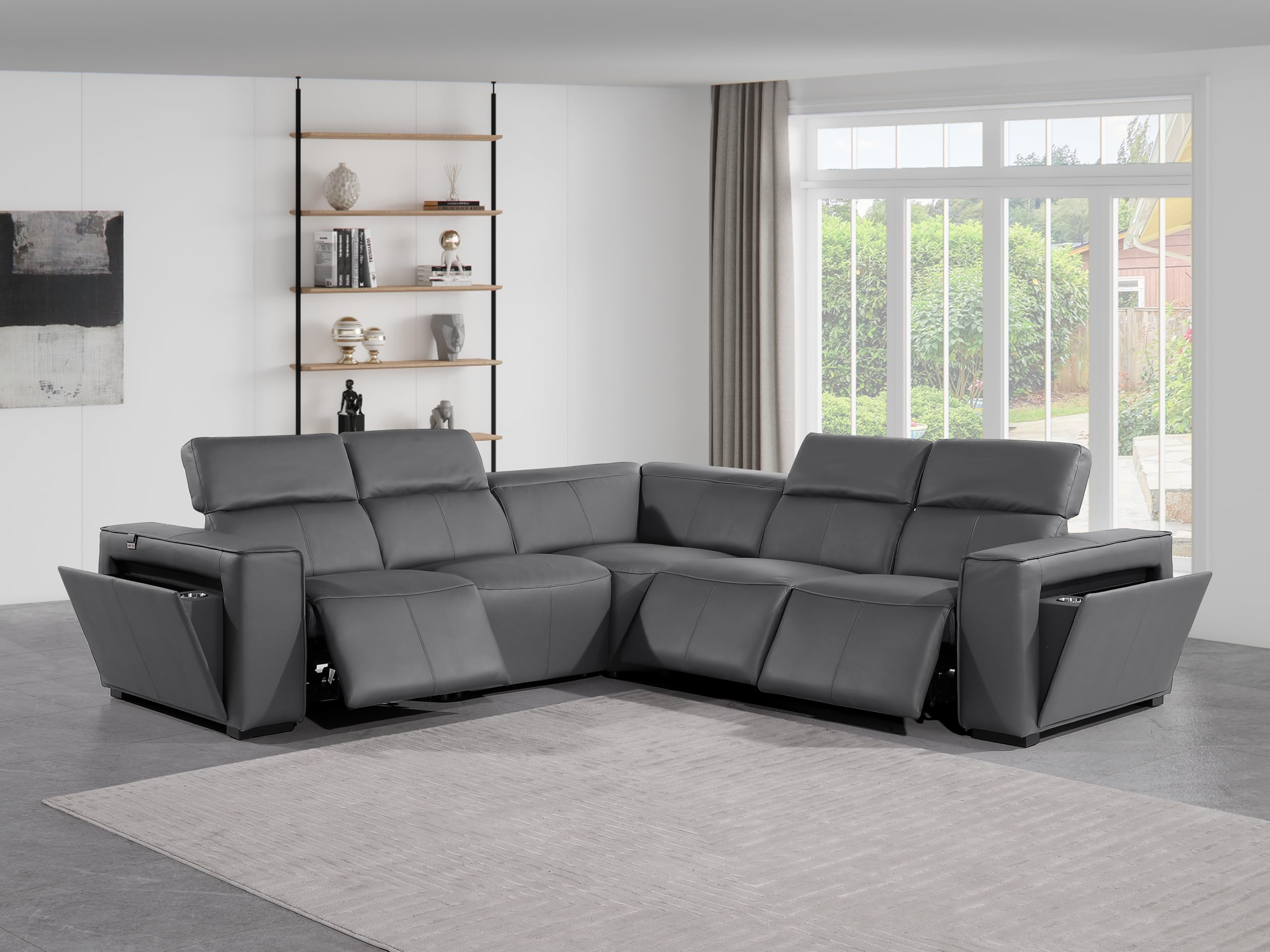 Premium Leather Modular Reclining Sectional Sofa