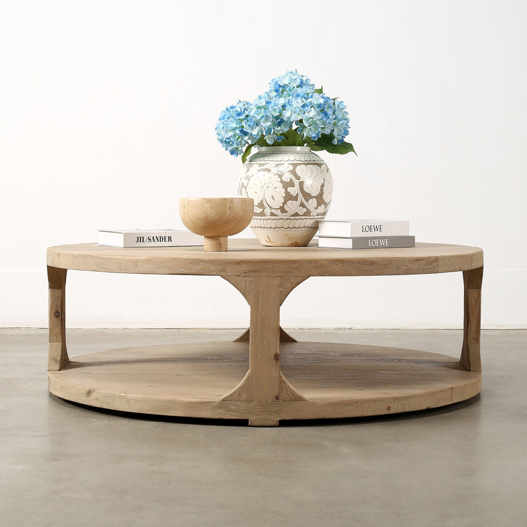 Round Wooden Storage Coffee Table