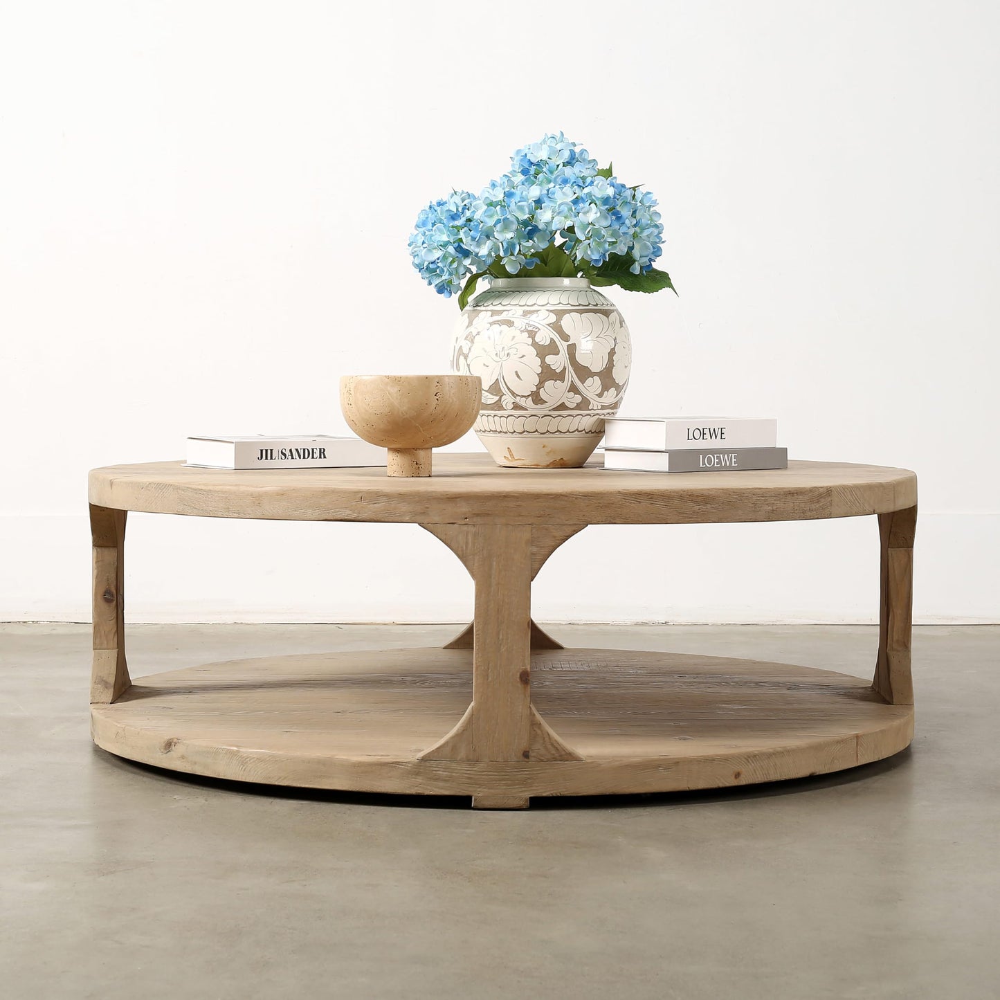 Round Wooden Storage Coffee Table