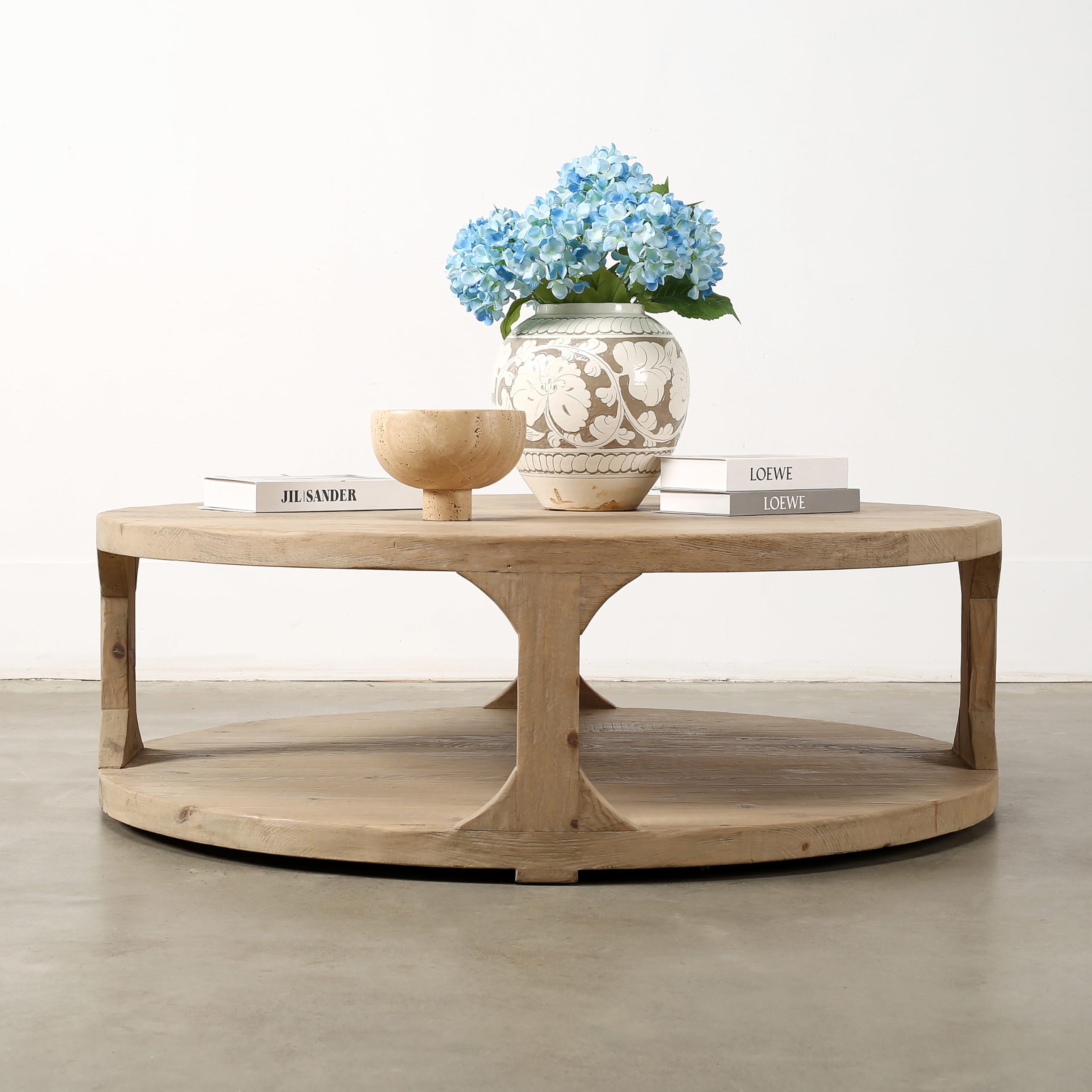 Round Wooden Storage Coffee Table