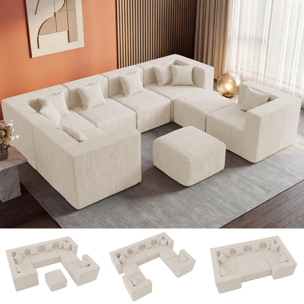Modular Sectional Sofa with Ottoman