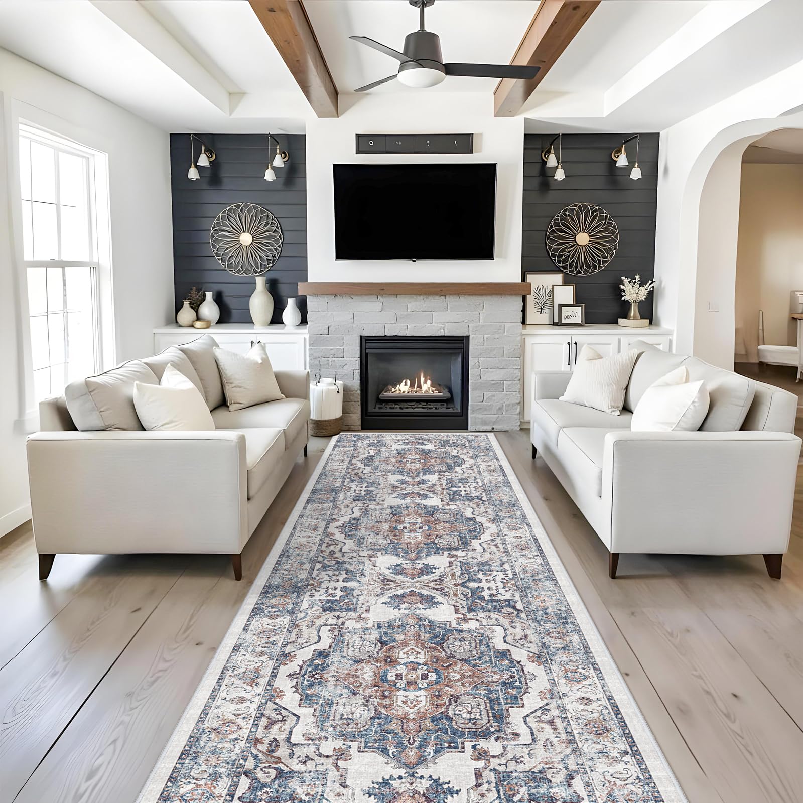 Washable Vintage Runner Rug 2x7