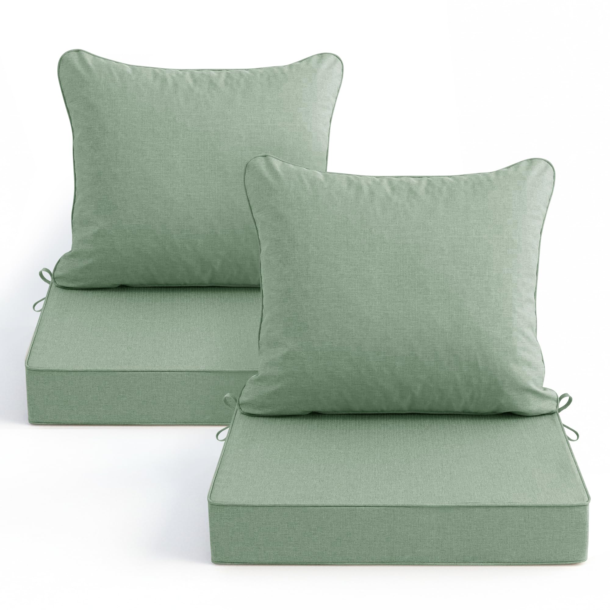 Faux Linen Outdoor Chair Cushion Set