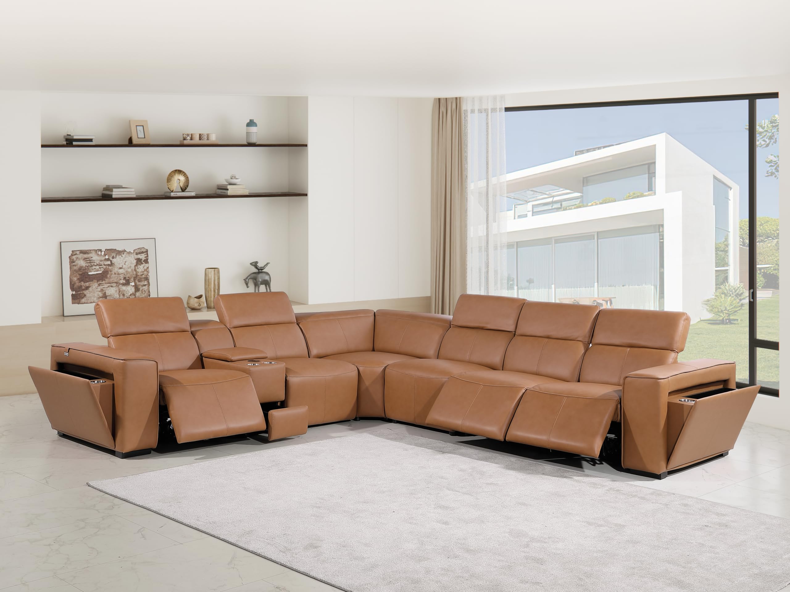 Premium Leather Modular Reclining Sectional Sofa
