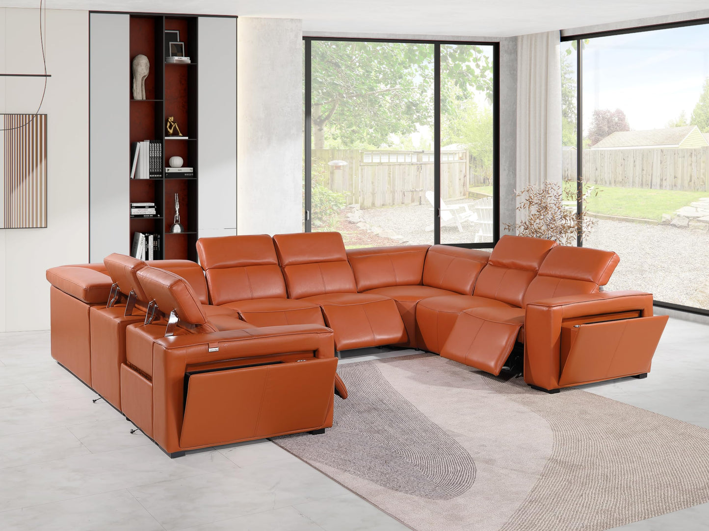 Premium Leather Modular Reclining Sectional Sofa