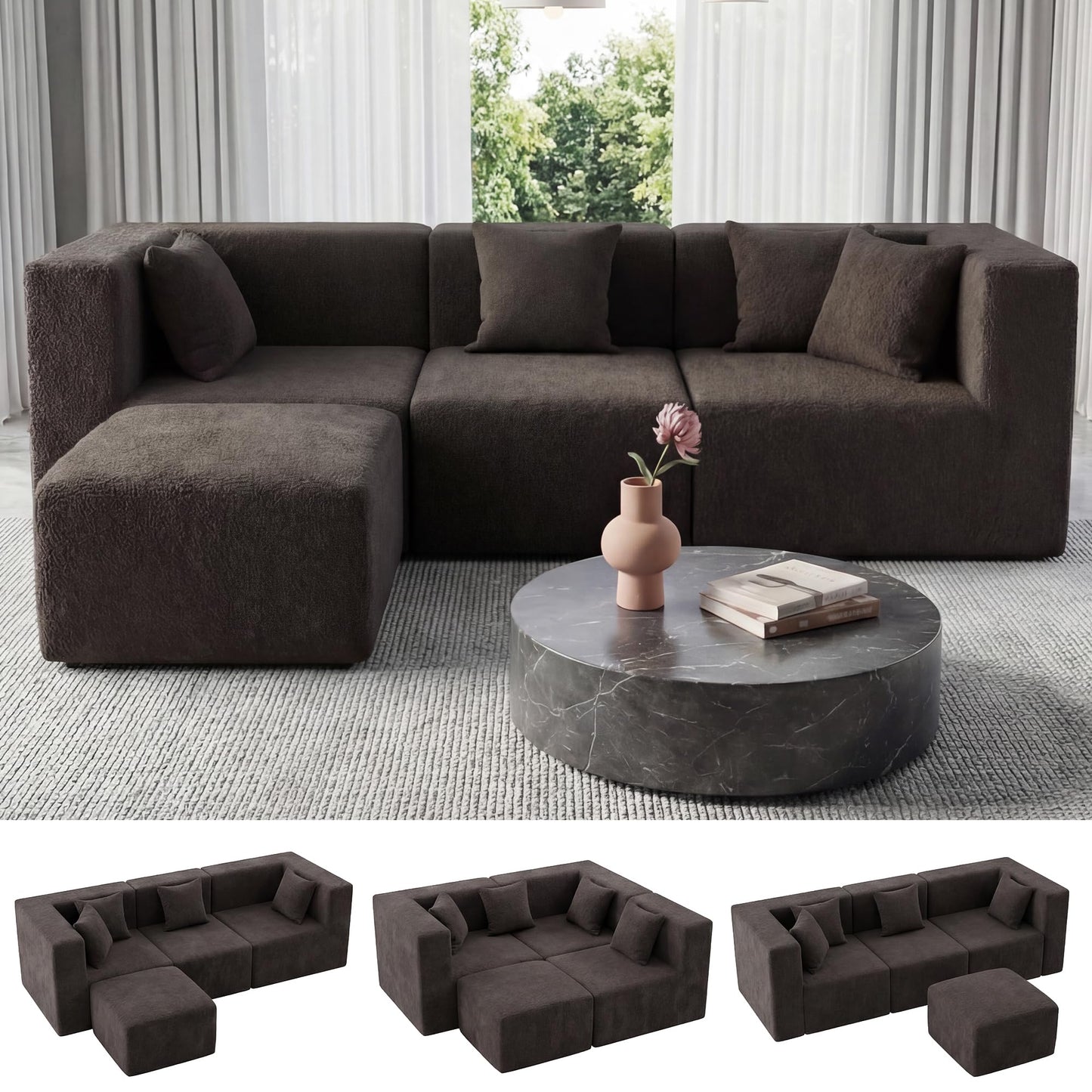 Modular Sectional Sofa with Ottoman