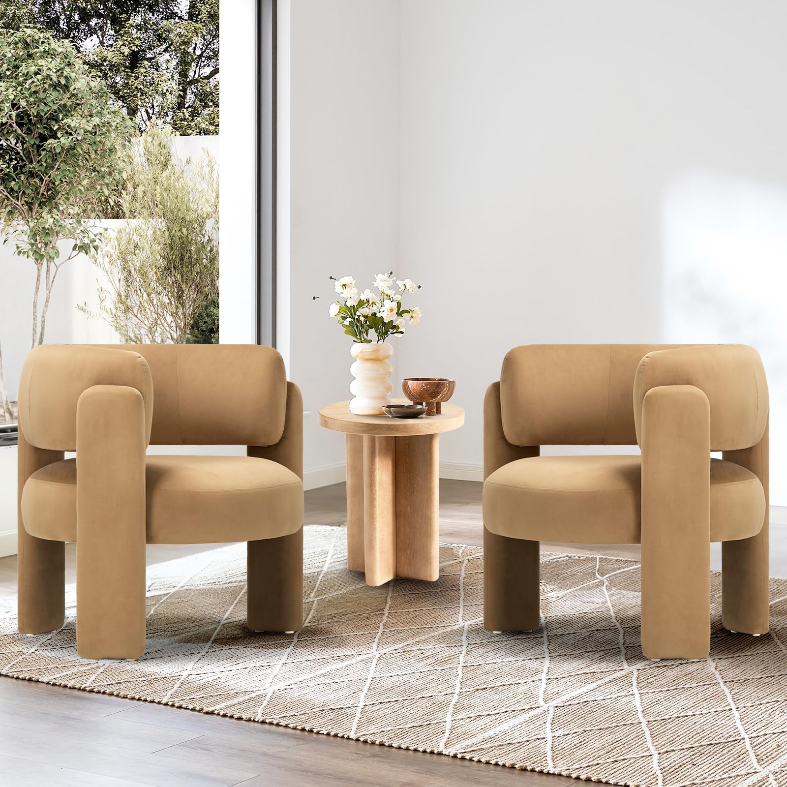 Modern Velvet Barrel Accent Chair