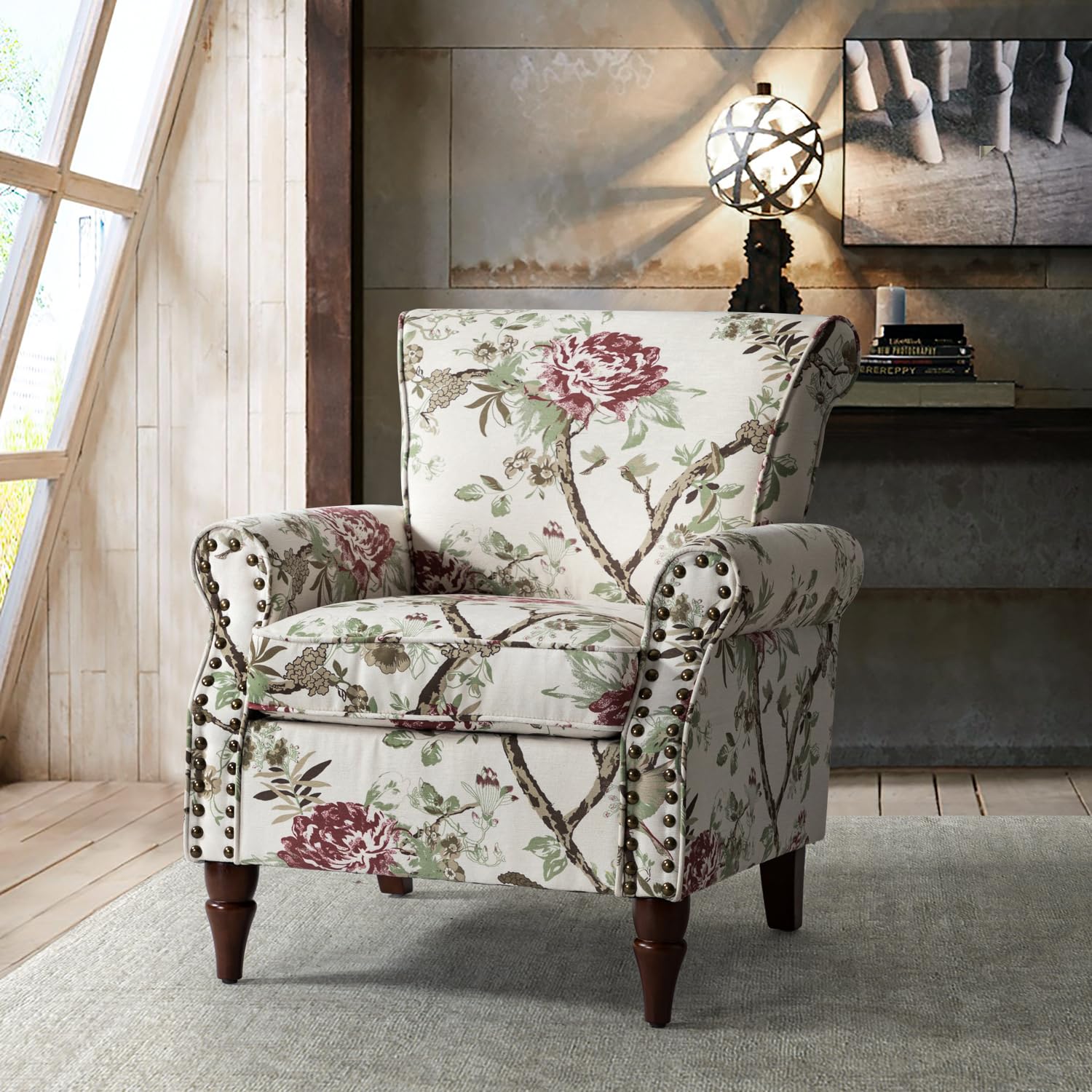Modern Wingback Accent Chair with Wood Legs