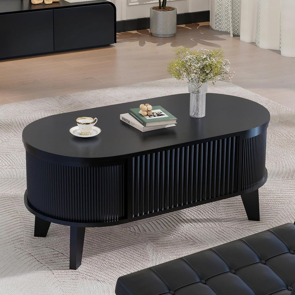 Fluted Lift Top Storage Coffee Table