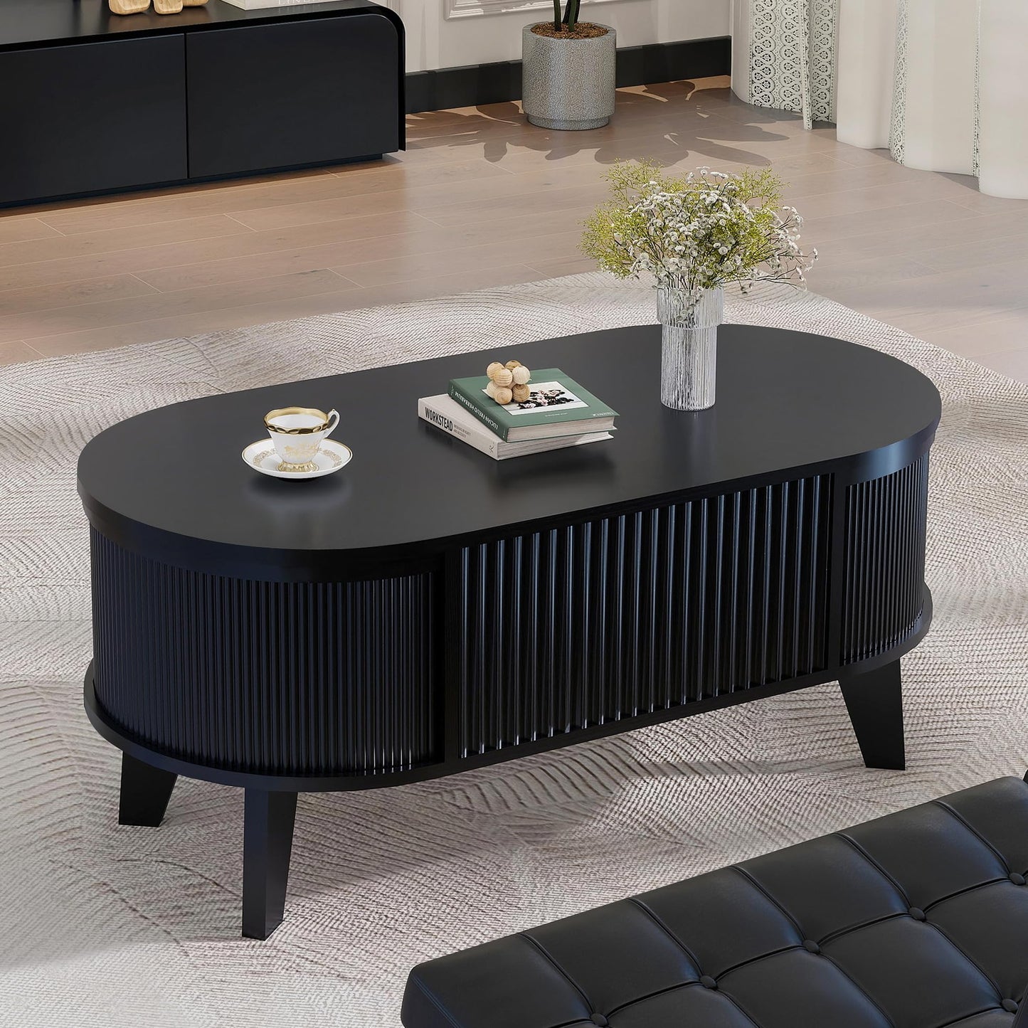 Fluted Lift Top Storage Coffee Table