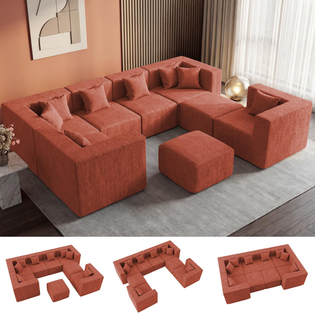 Modular Sectional Sofa with Ottoman