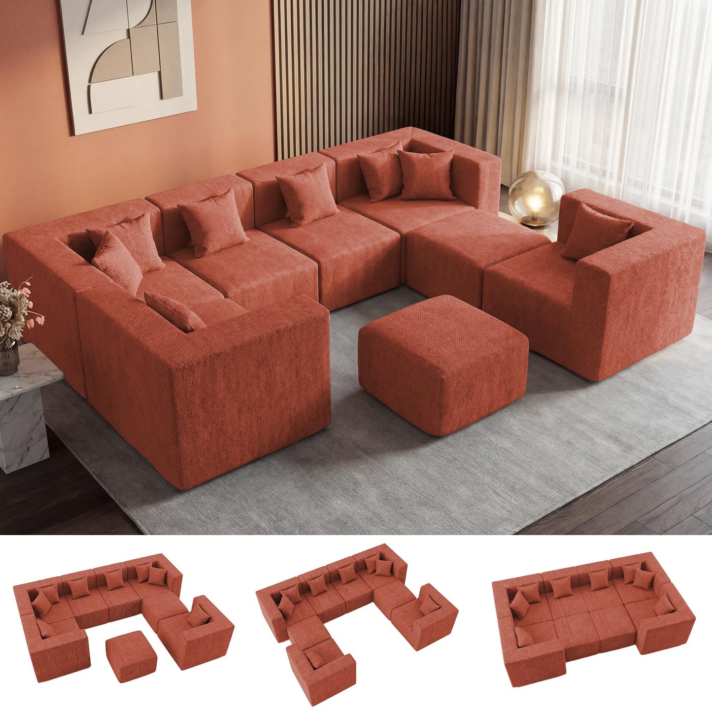 Modular Sectional Sofa with Ottoman