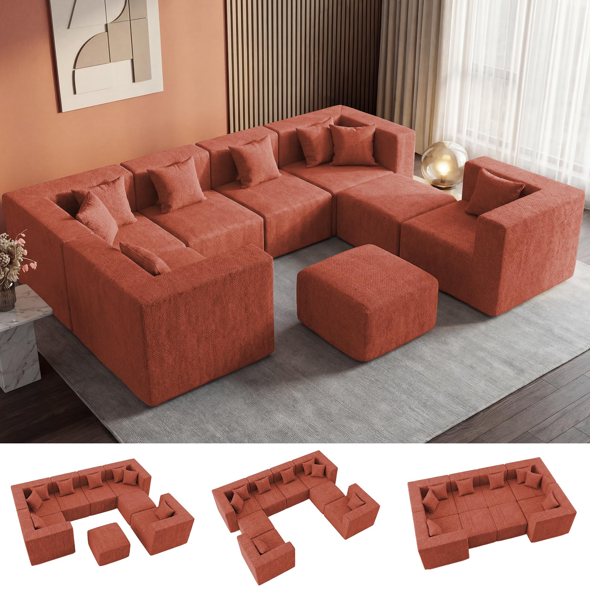 Modular Sectional Sofa with Ottoman