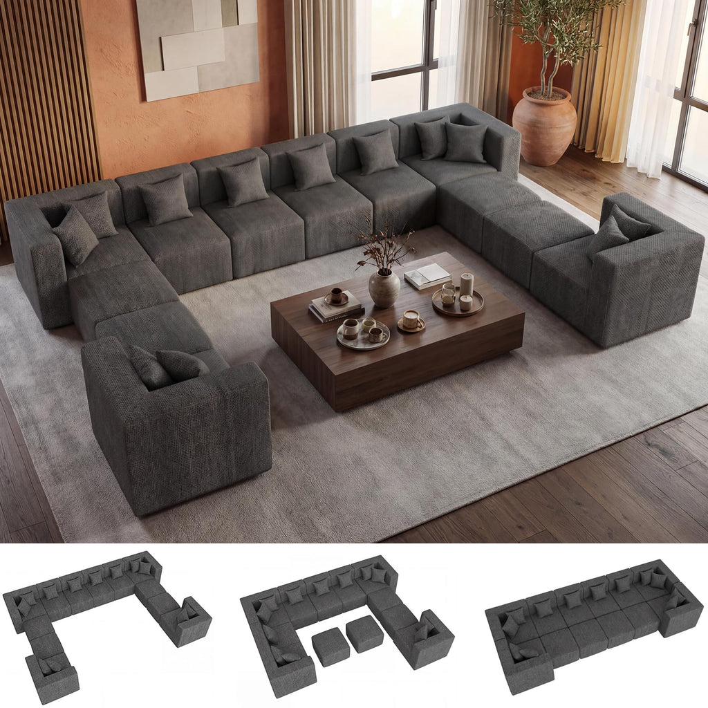 Modular Sectional Sofa with Ottoman