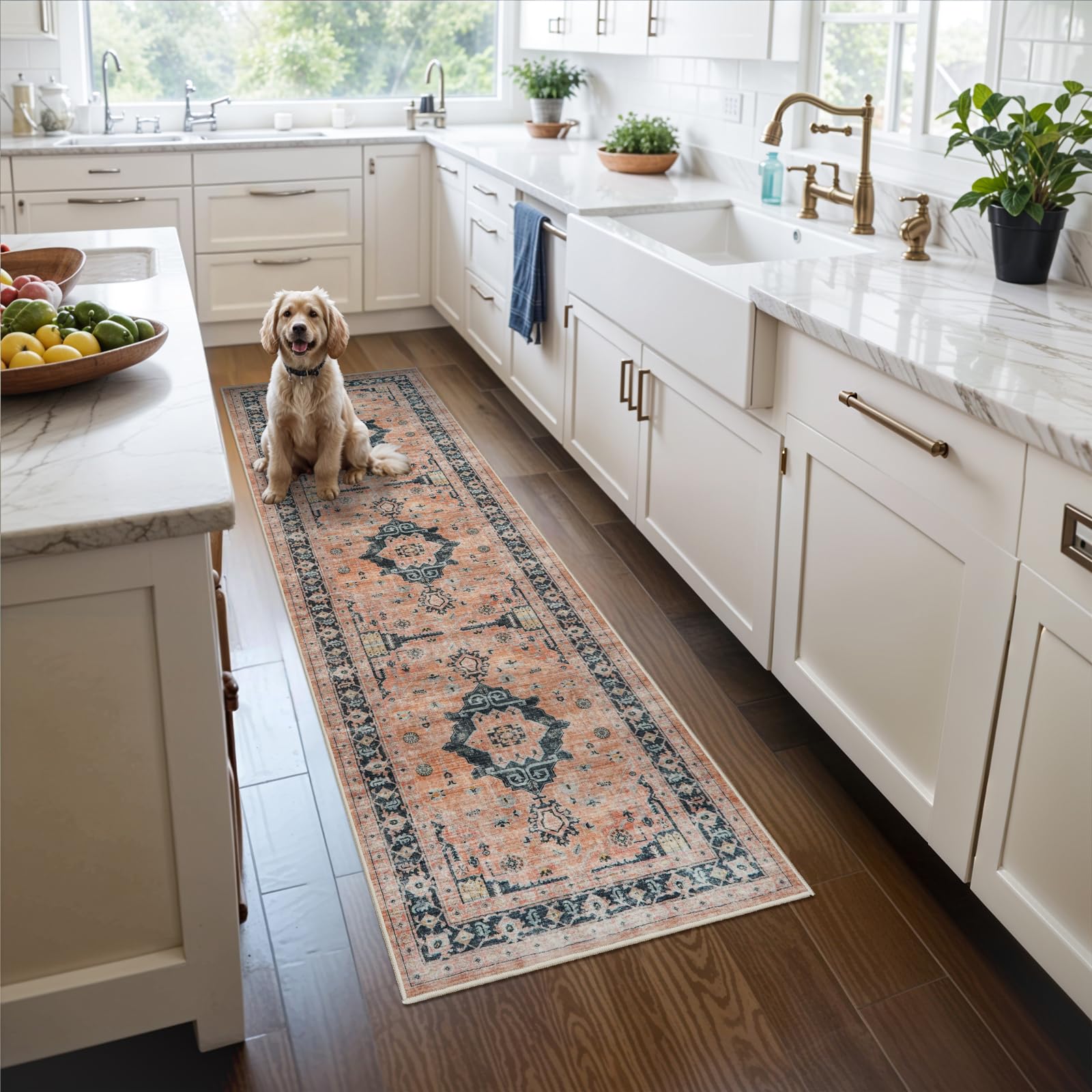 Washable Vintage Runner Rug 2x7