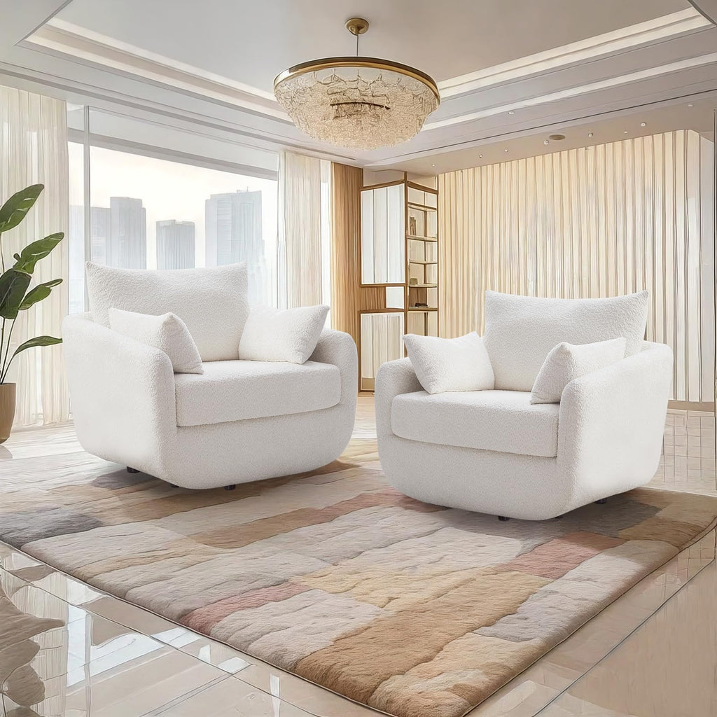 Oversized Boucle Swivel Accent Chair