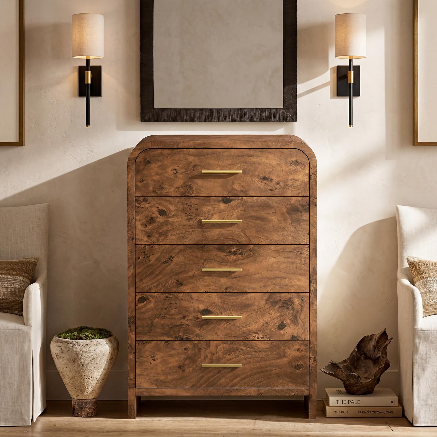Modern Curved 6 Drawer Dresser