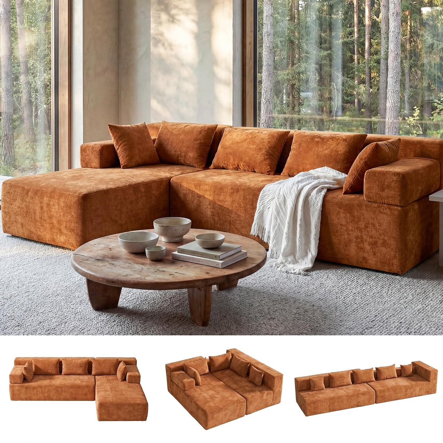 Modular Sectional Sofa with Ottoman