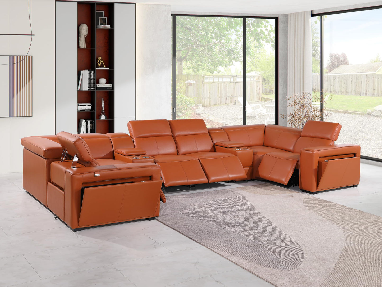 Premium Leather Modular Reclining Sectional Sofa