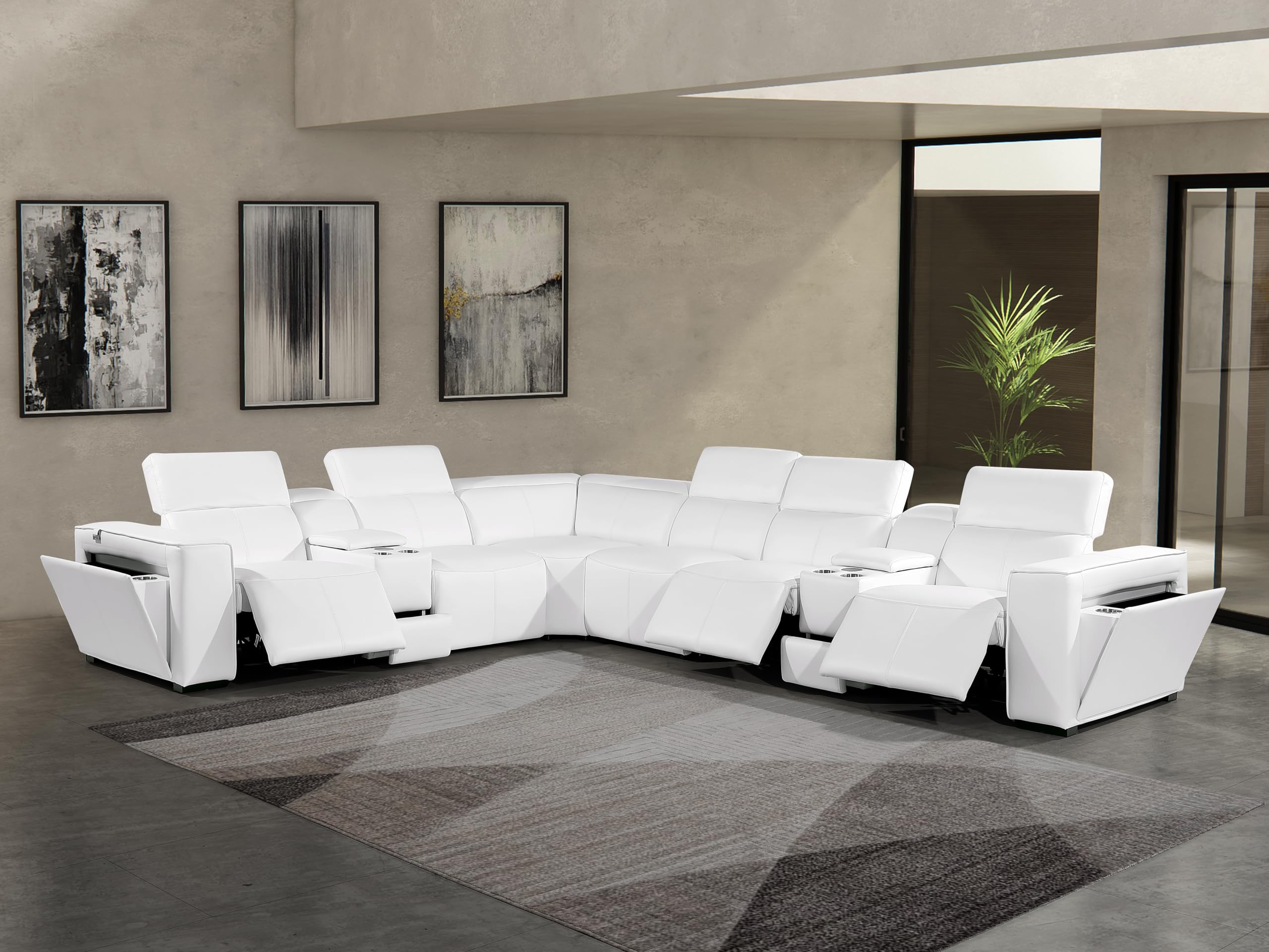 Premium Leather Modular Reclining Sectional Sofa
