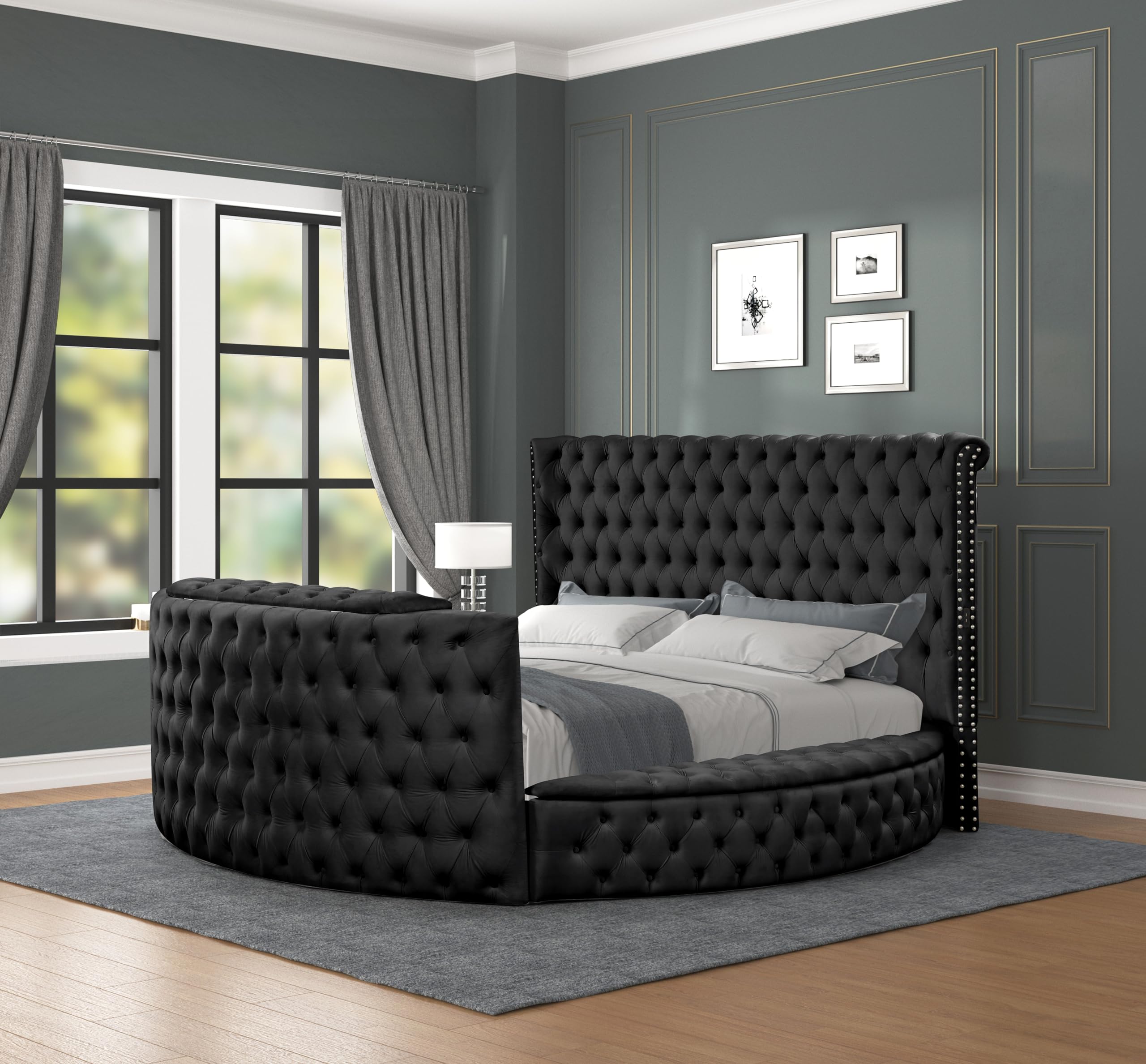 Modern Crystal Tufted King Bed