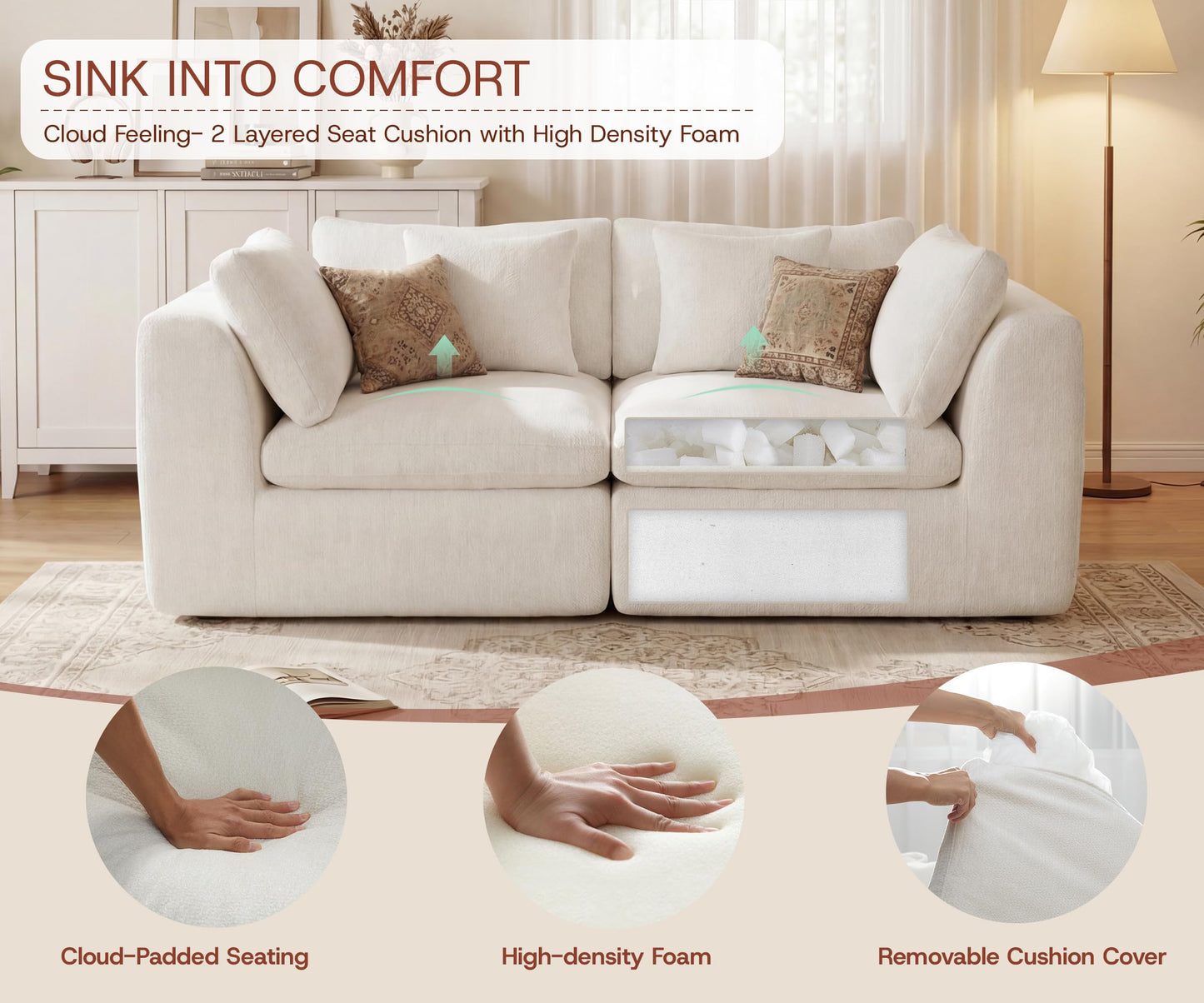 Oversized Cloud Sectional Sofa with Ottoman