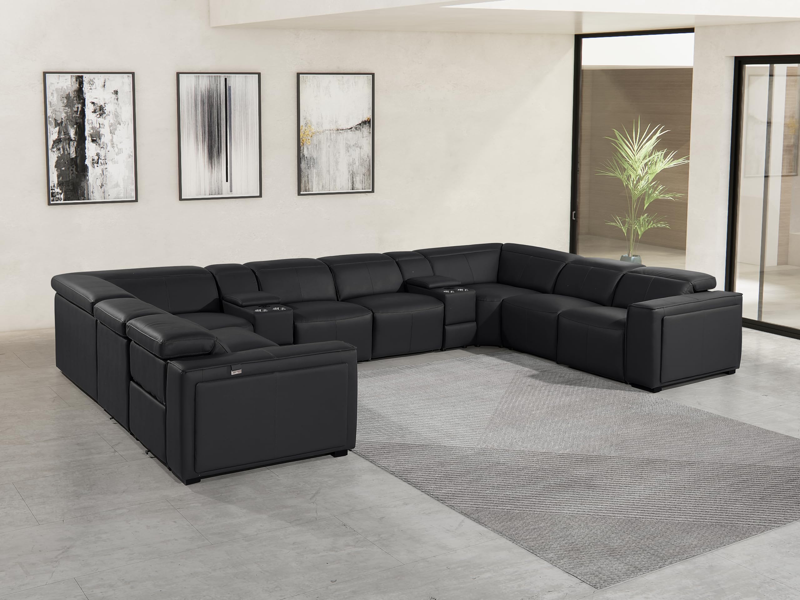 Premium Leather Modular Reclining Sectional Sofa
