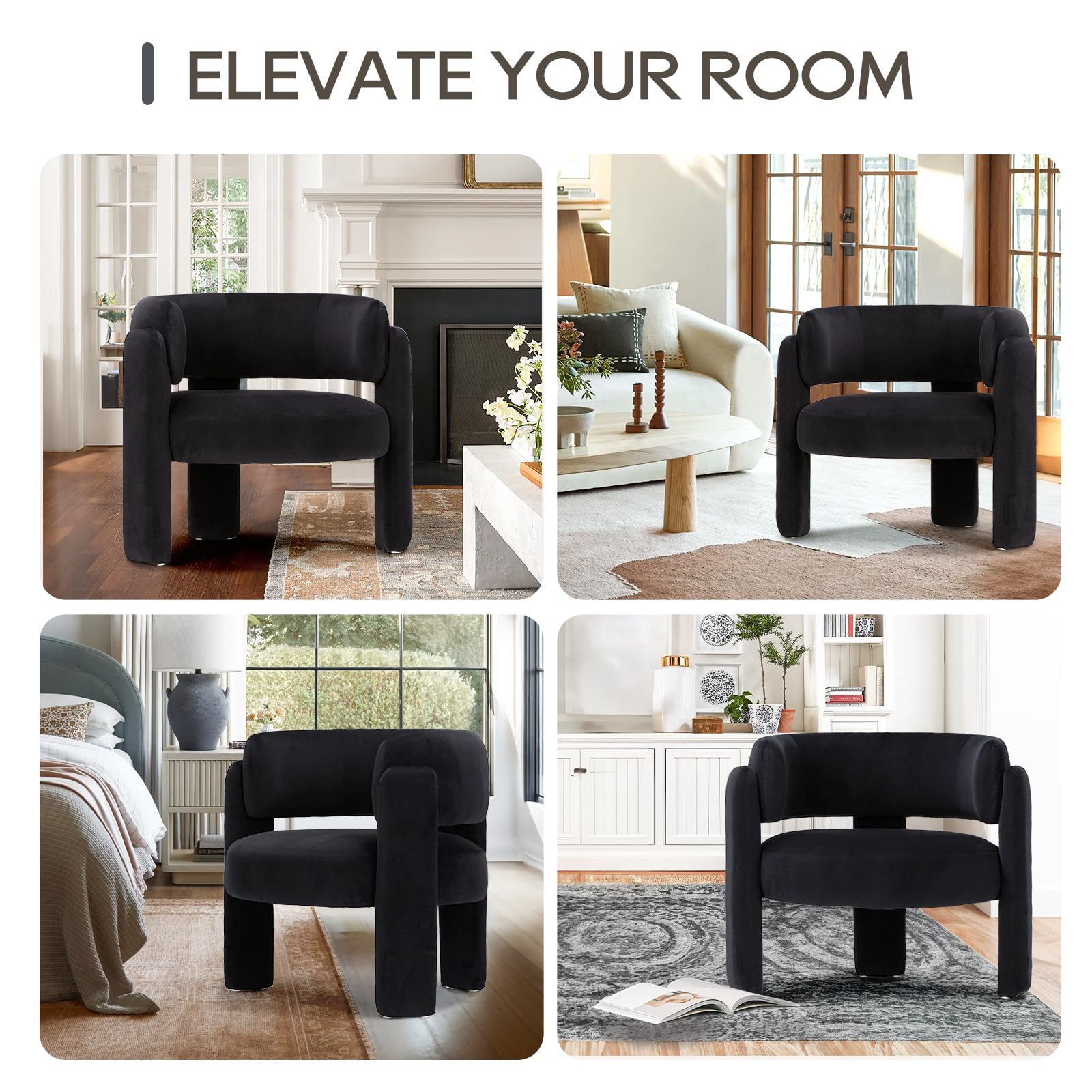 Modern Velvet Barrel Accent Chair