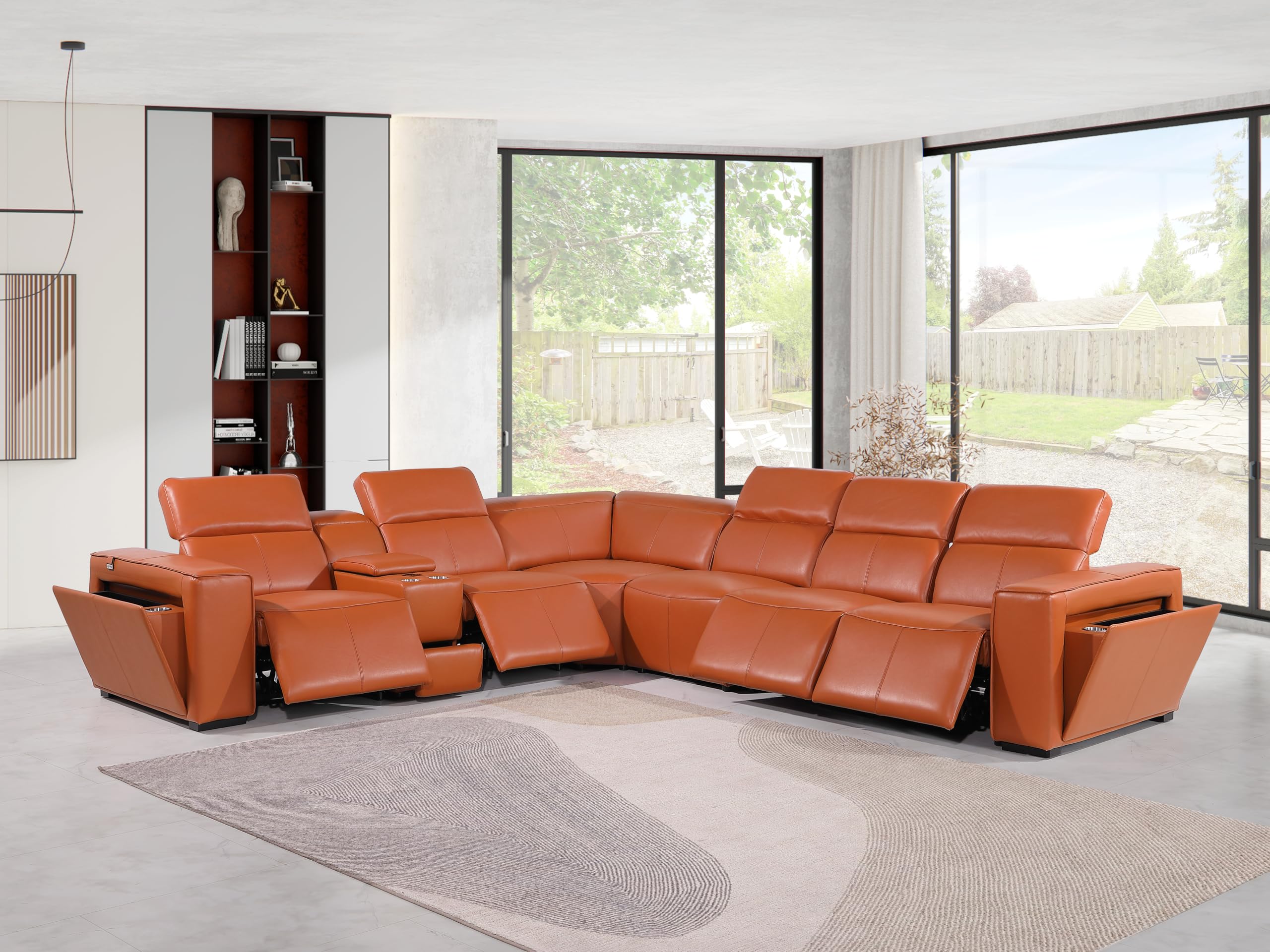 Premium Leather Modular Reclining Sectional Sofa