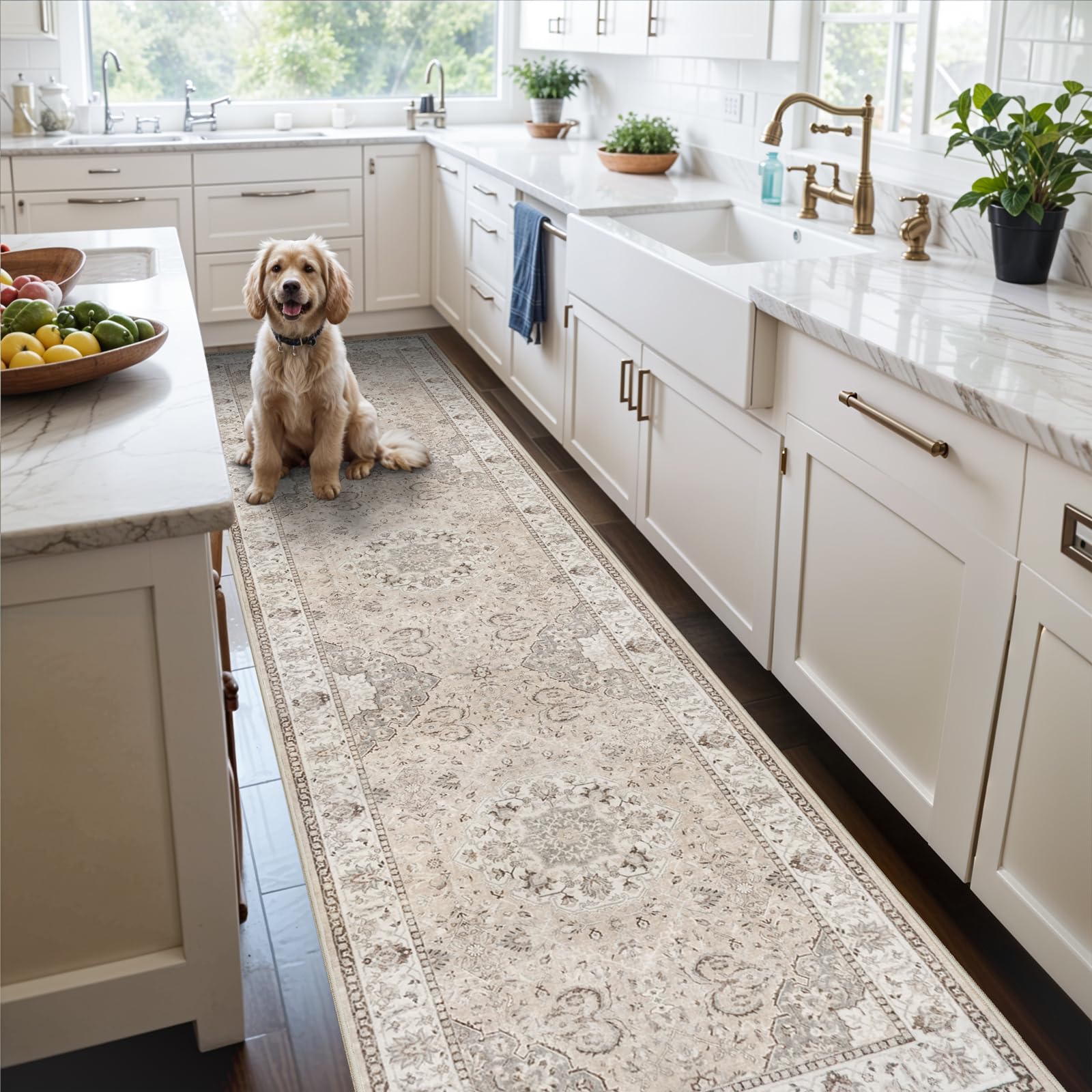 Washable Vintage Runner Rug 2x7