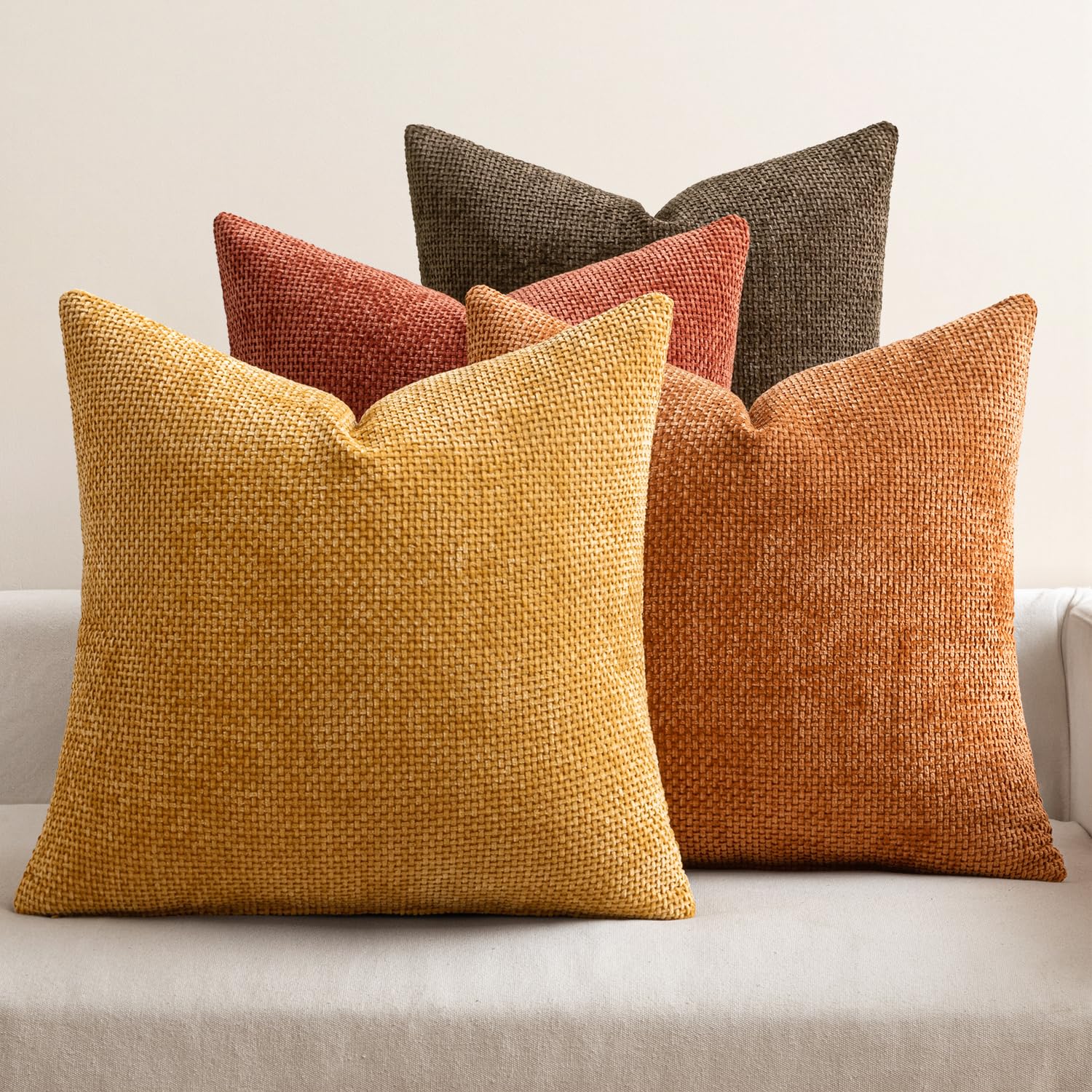 Chenille Decorative Pillow Covers Set of 4