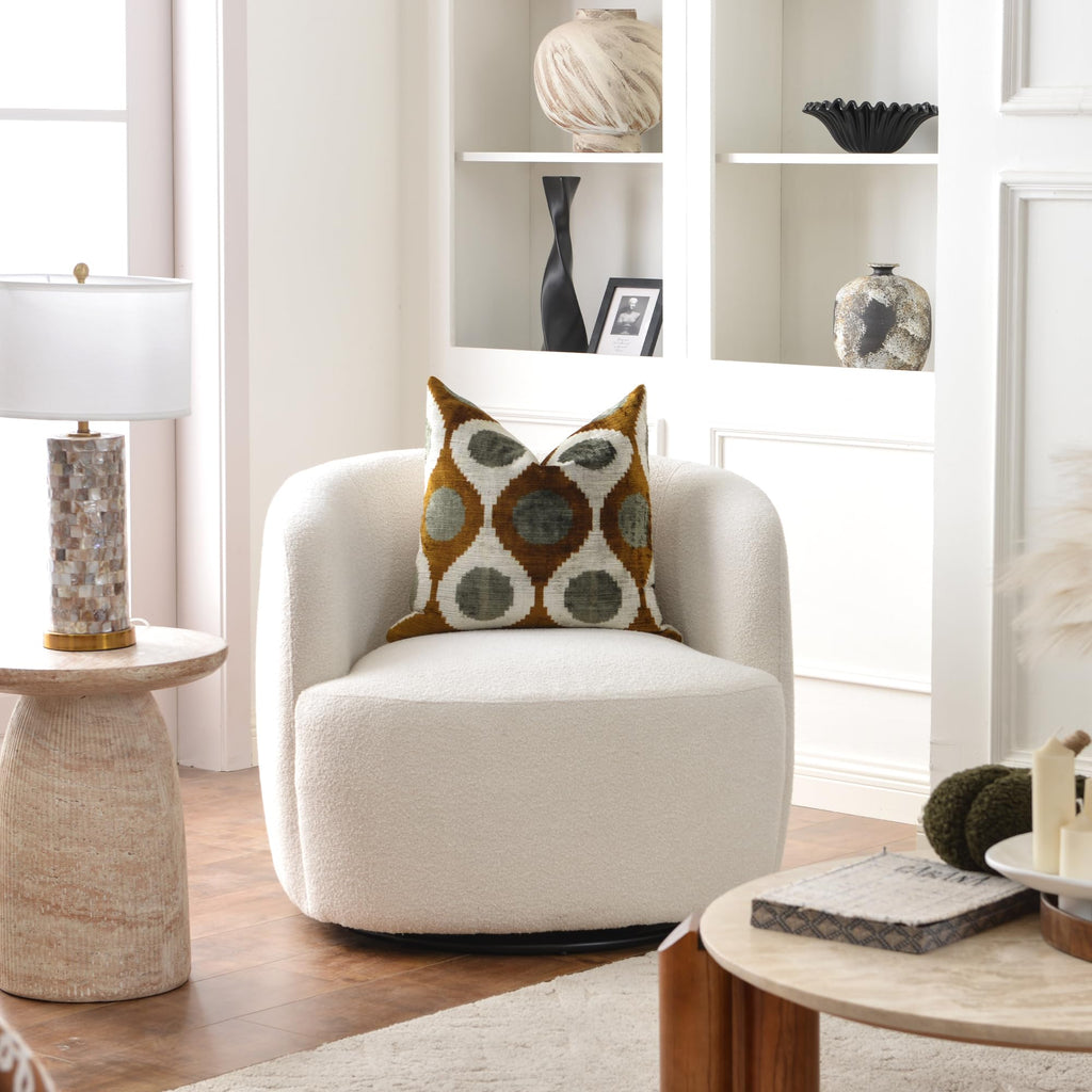 Boucle Swivel Barrel Accent Chairs Set of 2