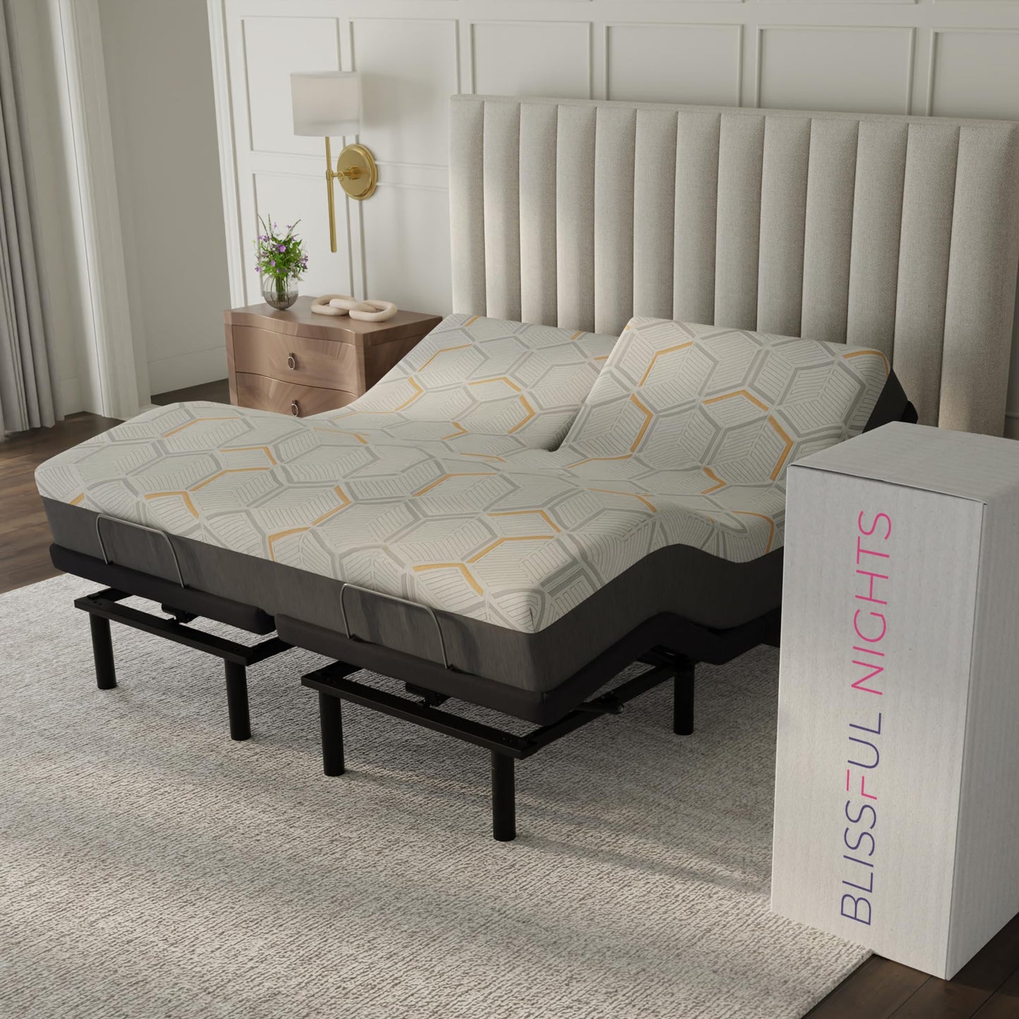 Split King Adjustable Bed Frame with Mattress