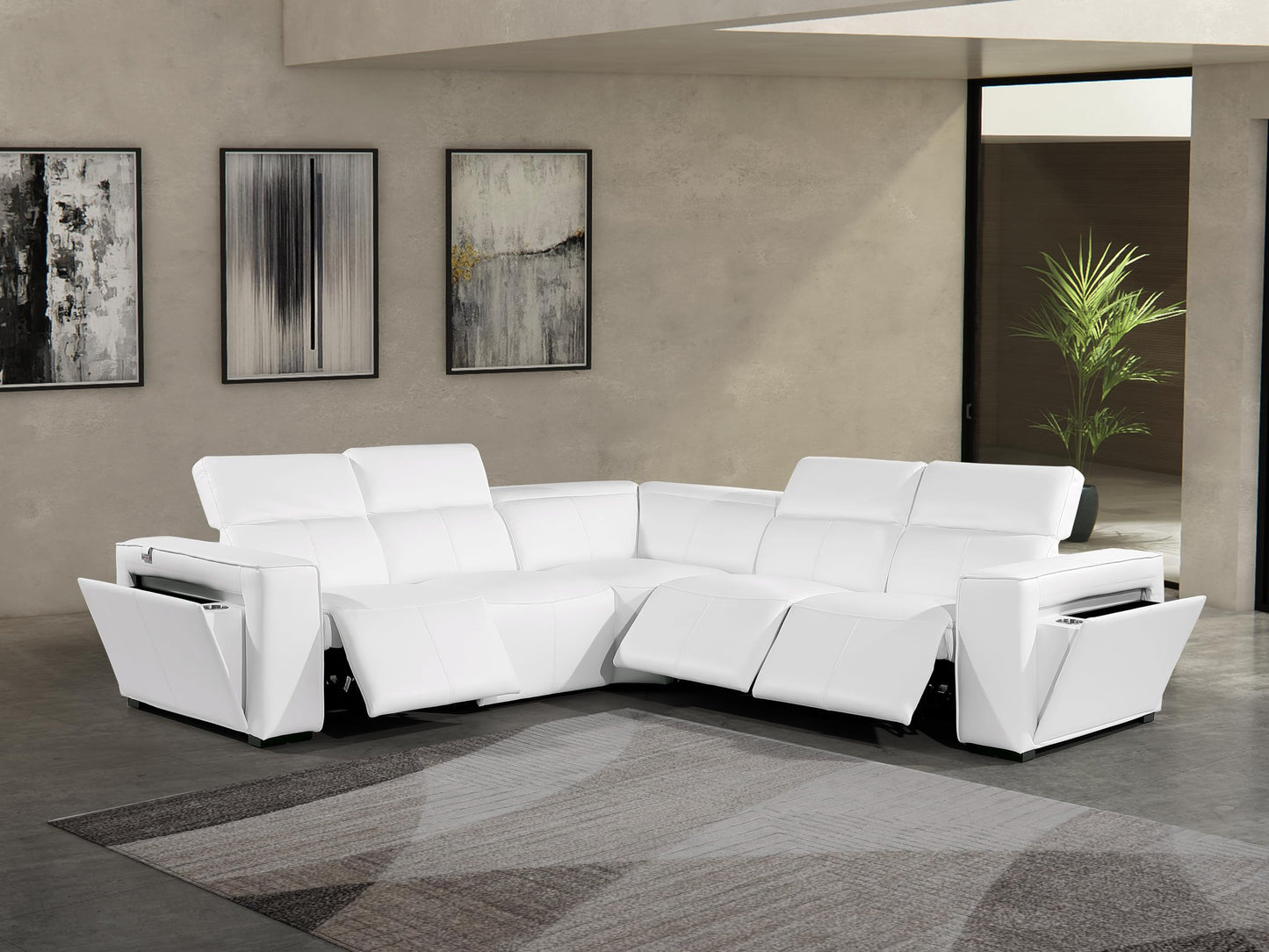 Premium Leather Modular Reclining Sectional Sofa