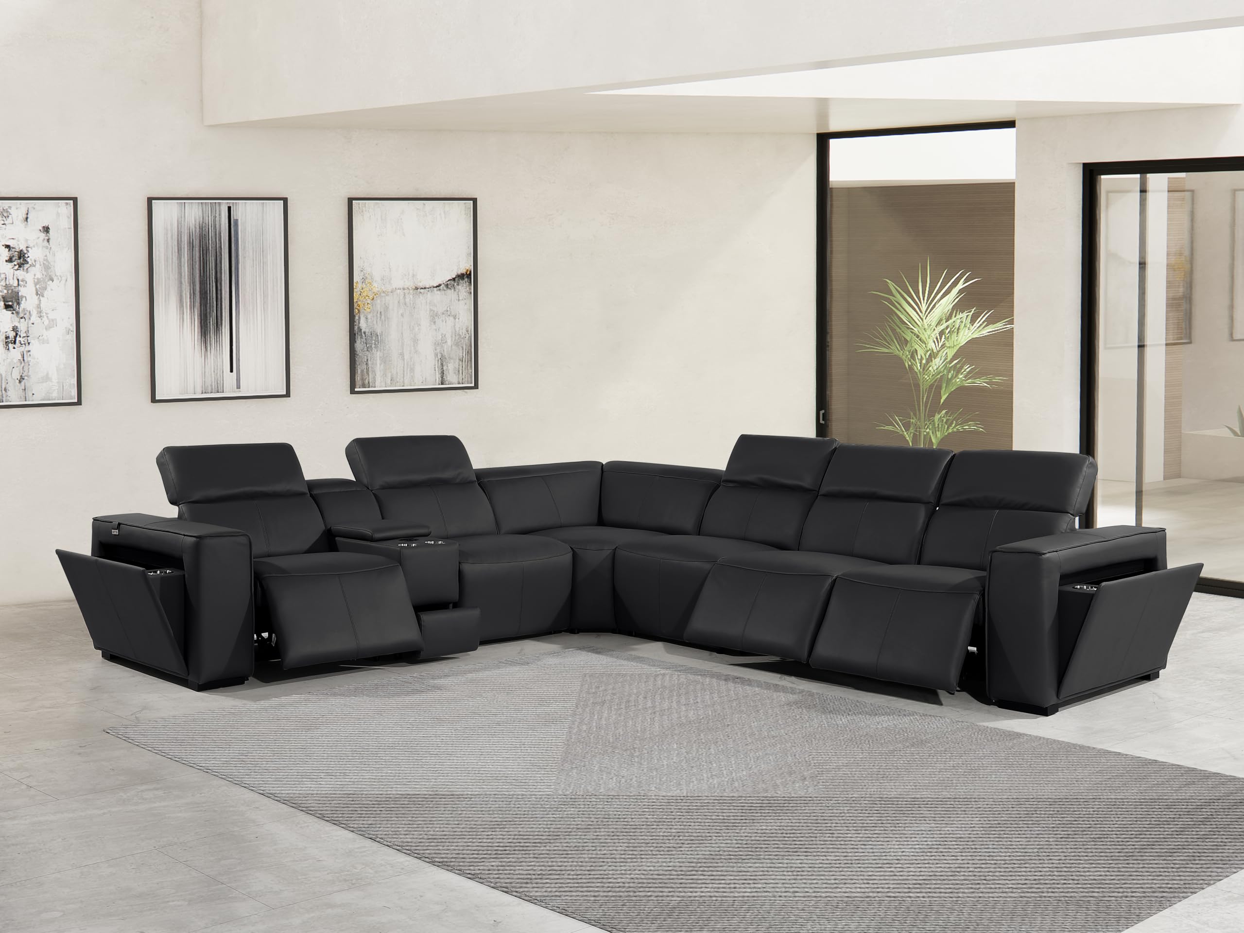 Premium Leather Modular Reclining Sectional Sofa