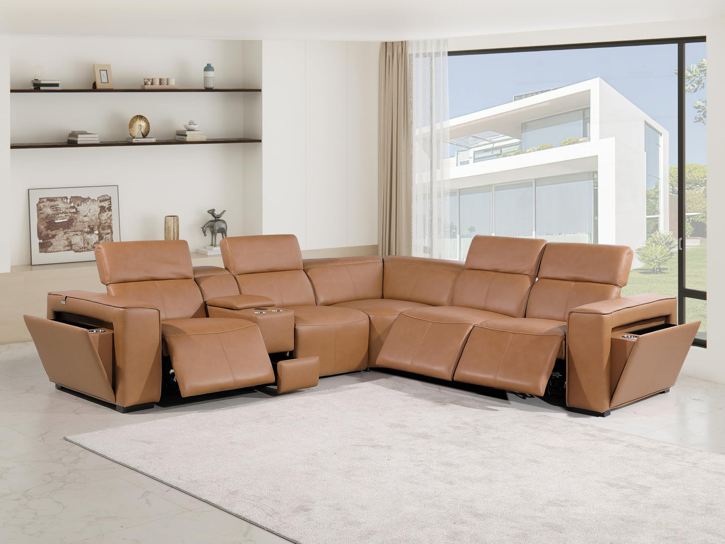 Premium Leather Modular Reclining Sectional Sofa