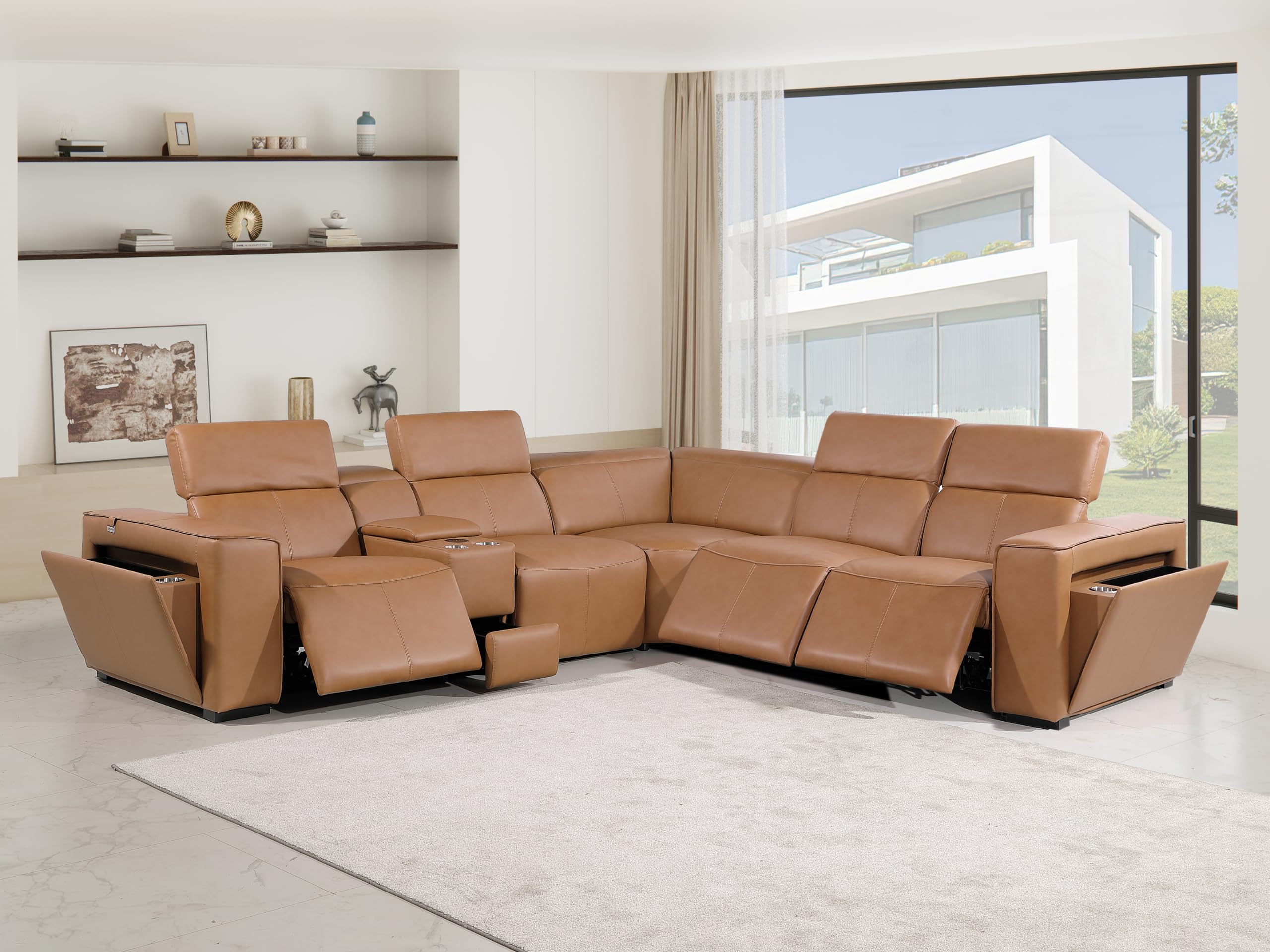 Premium Leather Modular Reclining Sectional Sofa