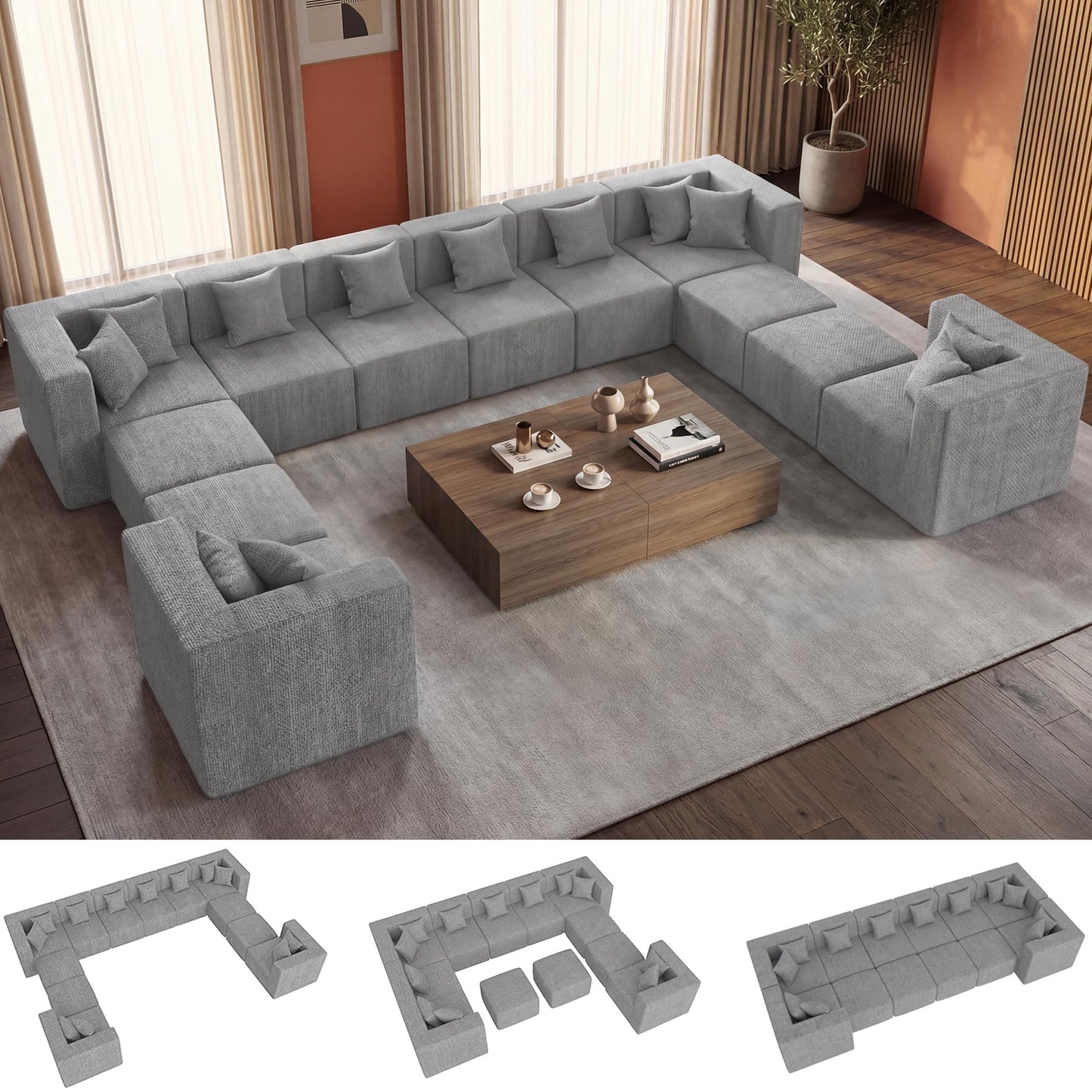 Modular Sectional Sofa with Ottoman