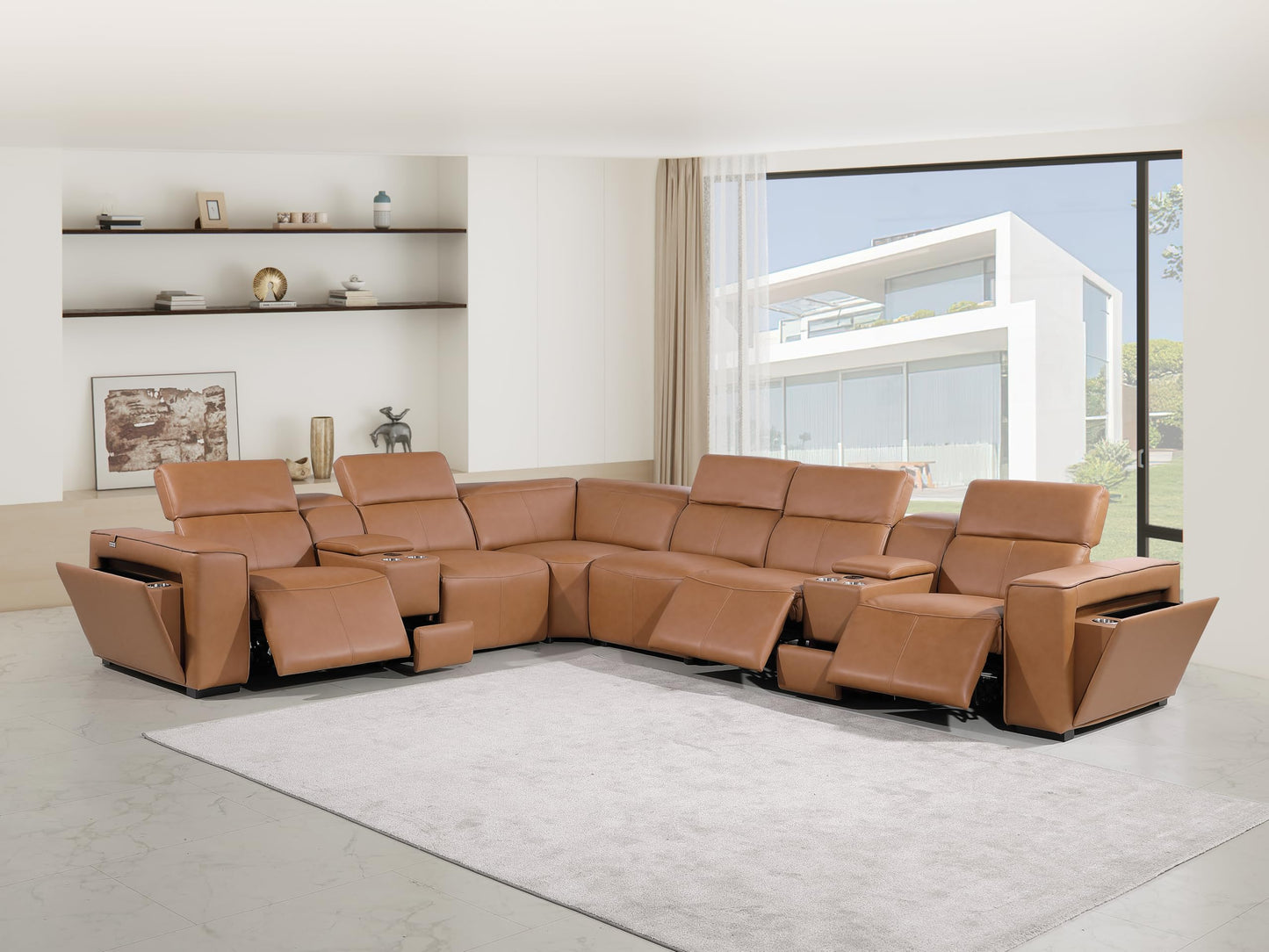 Premium Leather Modular Reclining Sectional Sofa