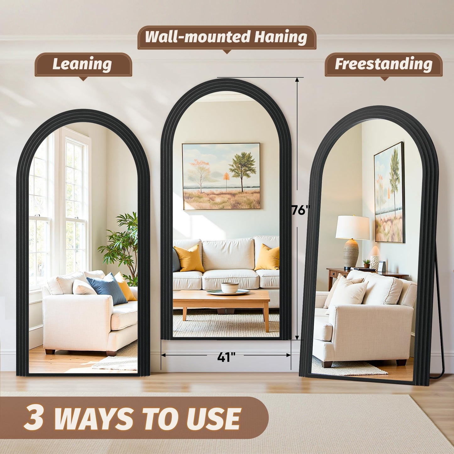 Arched Full Length Floor Mirror