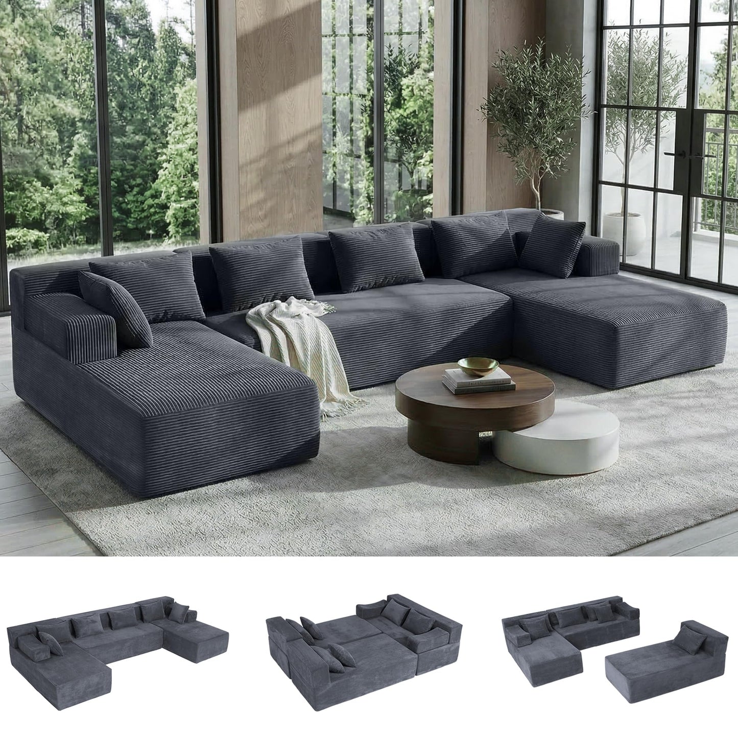 Modular Sectional Sofa with Ottoman