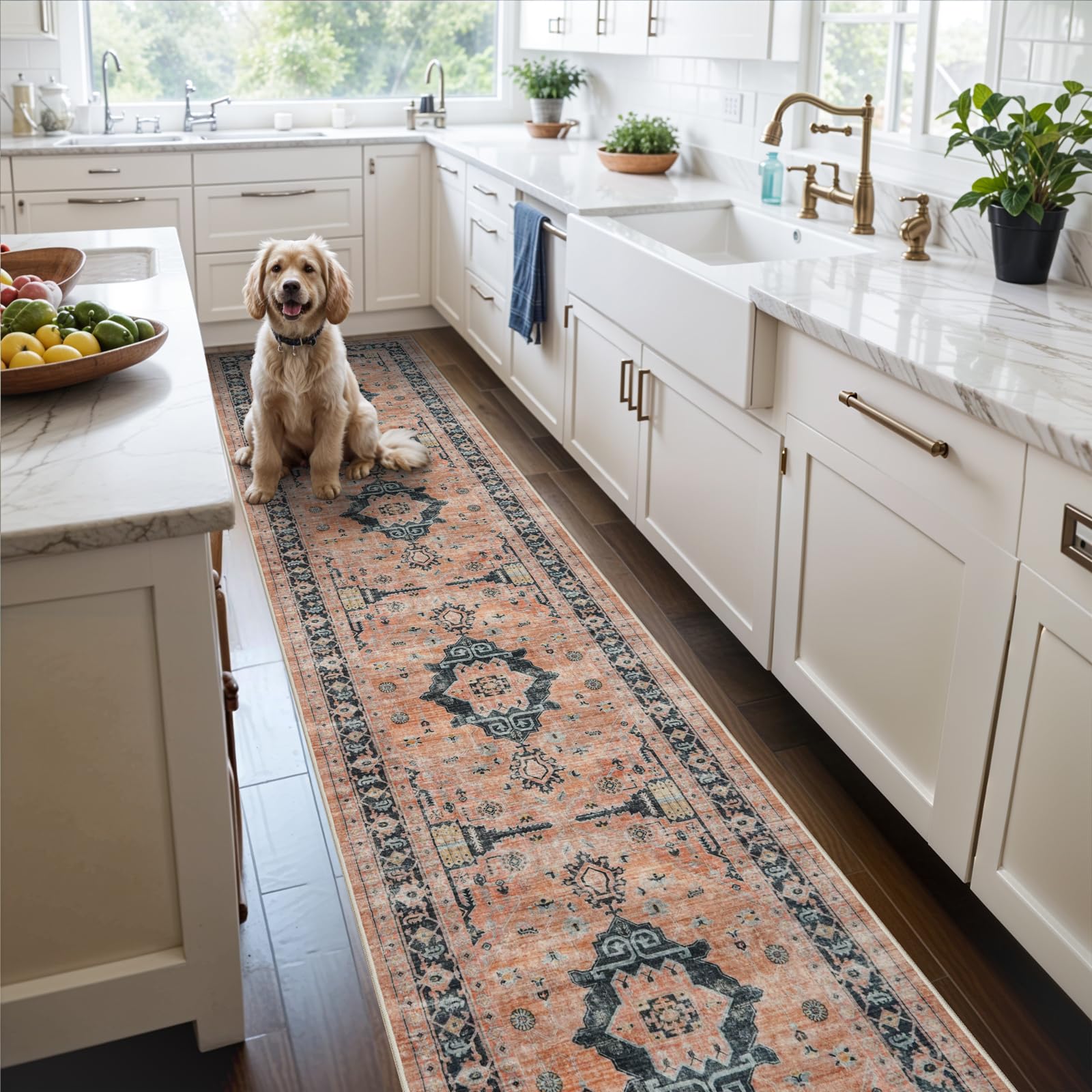 Washable Vintage Runner Rug 2x7