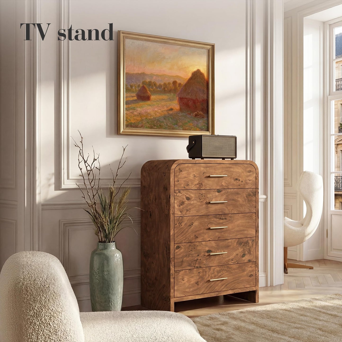 Modern Curved 6 Drawer Dresser